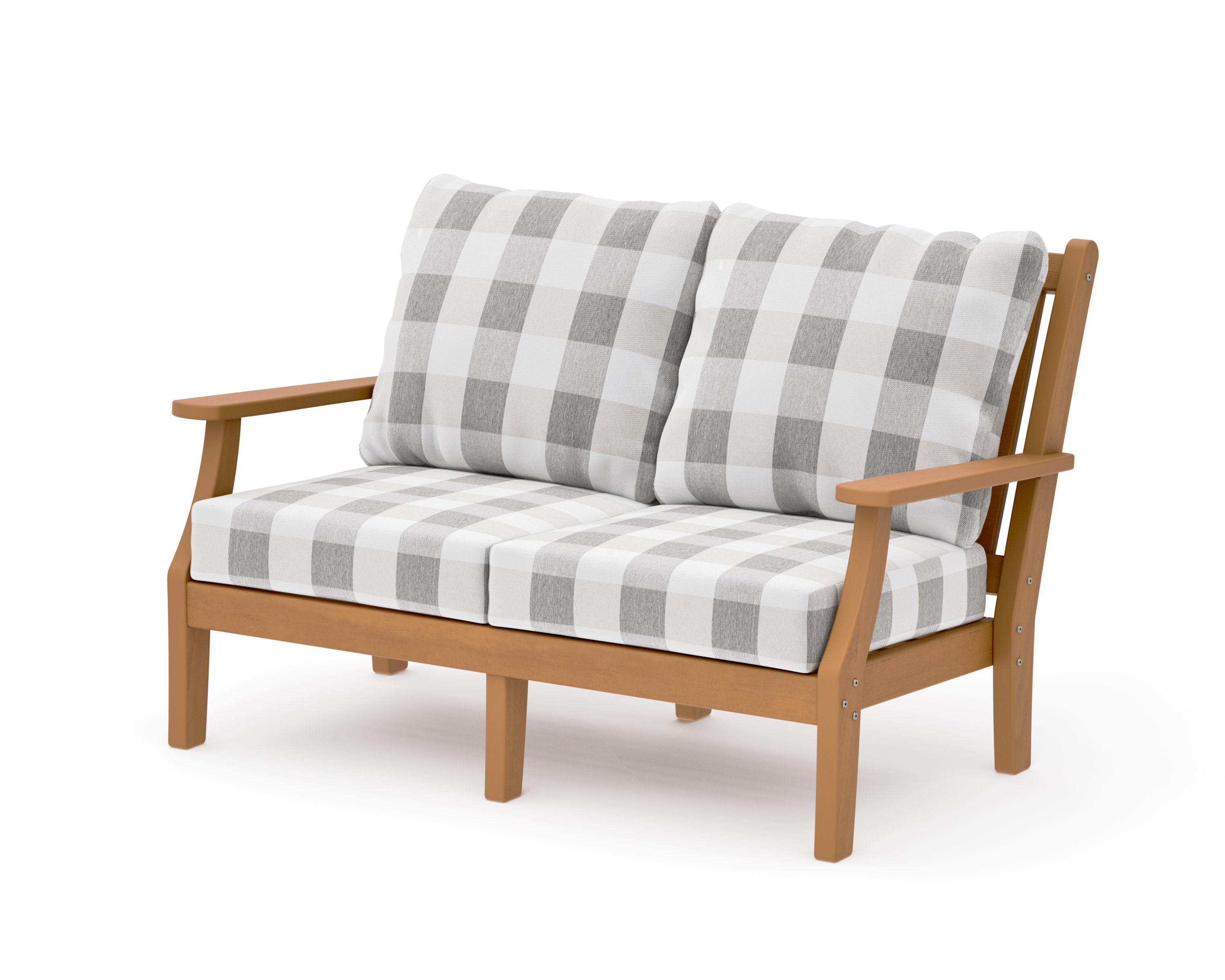 Wovendale Deep Seating Loveseat in Natural / Buffalo Plaid Grey Mist