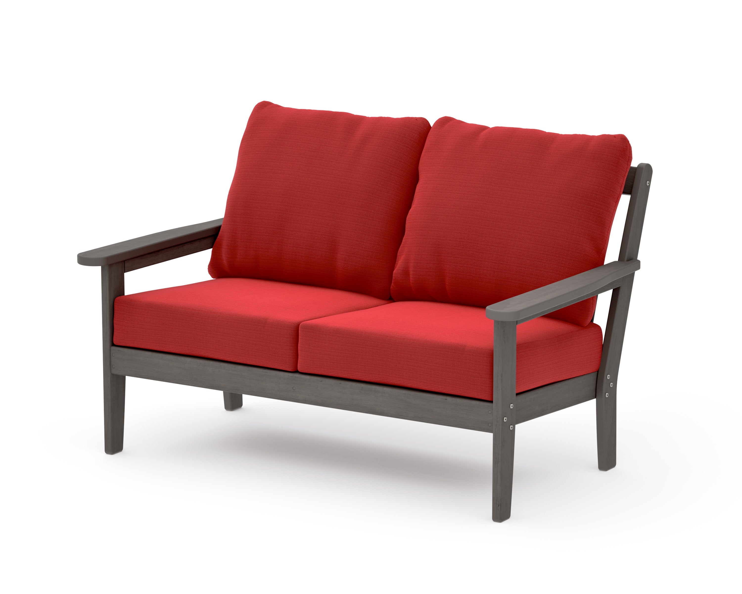 Cottage Deep Seating Loveseat in Driftwood / Crimson Linen