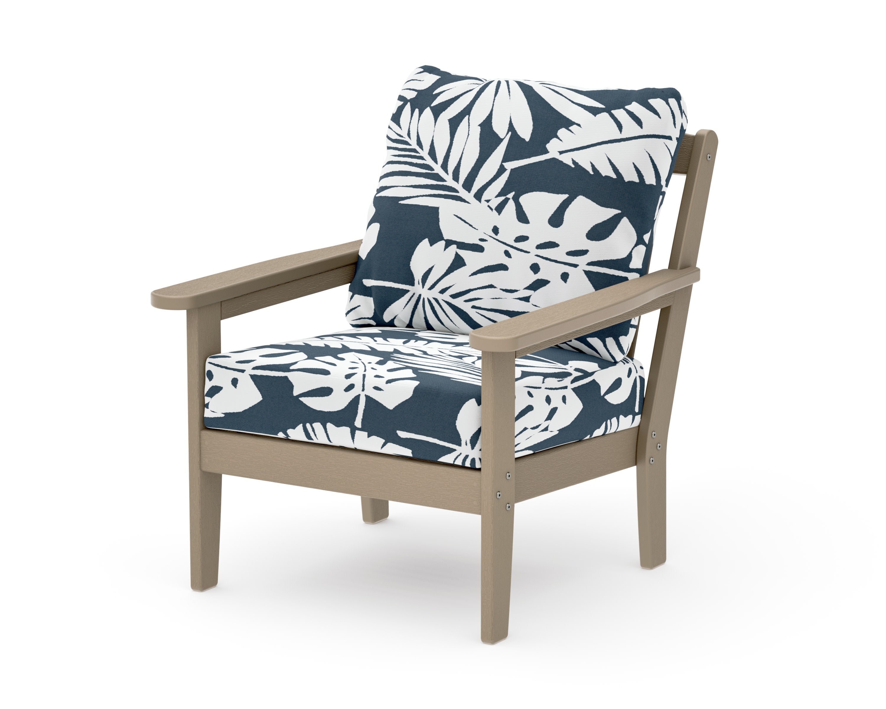Cottage Deep Seating Chair in Vintage Sahara / Leaf Marine Indigo