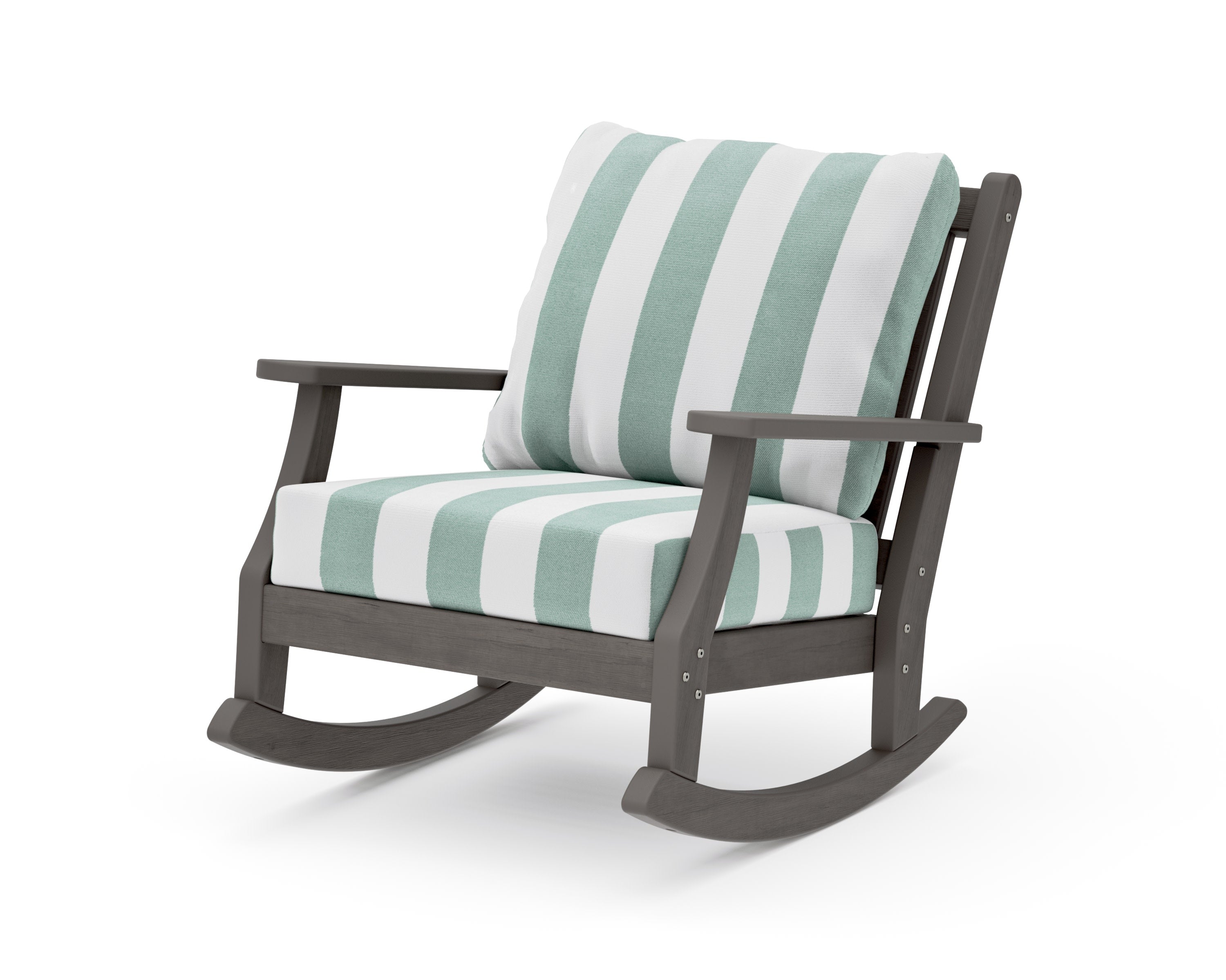 Wovendale Deep Seating Rocking Chair in Driftwood / Cabana Stripe Glacier Spa