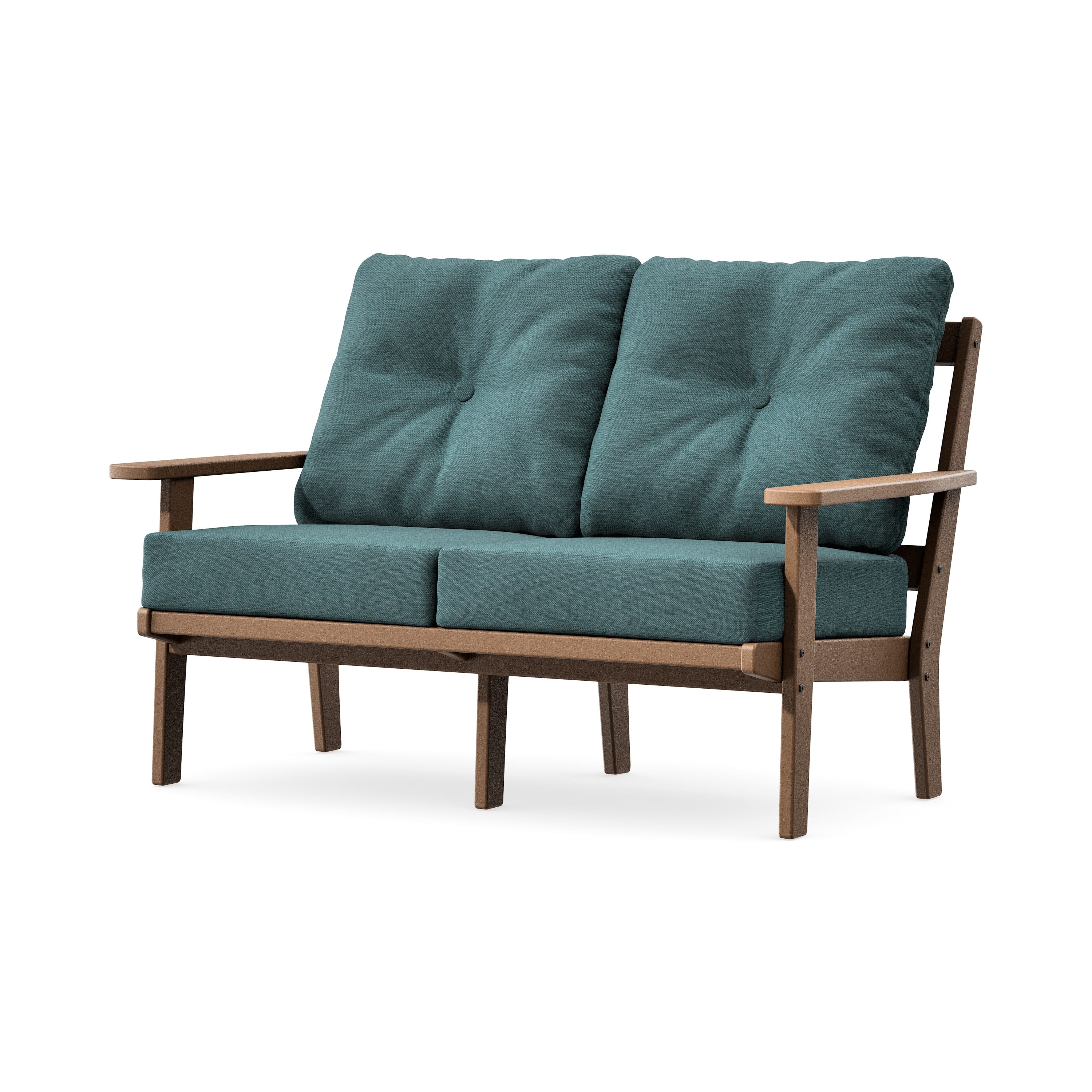 Prairie Deep SeatingLoveseat in Teak / Ocean Teal