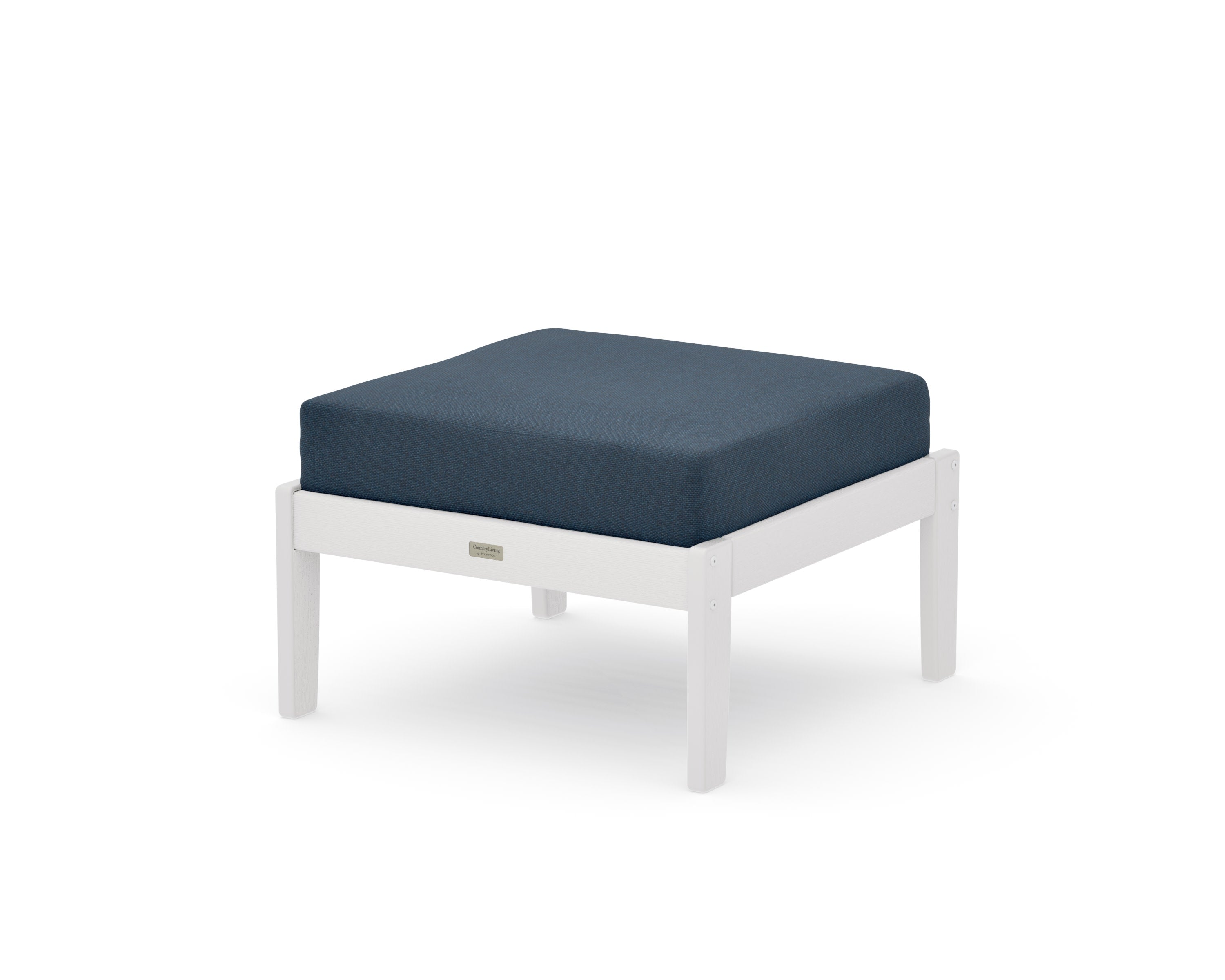 Cottage Deep Seating Ottoman in Vintage White / Marine Indigo