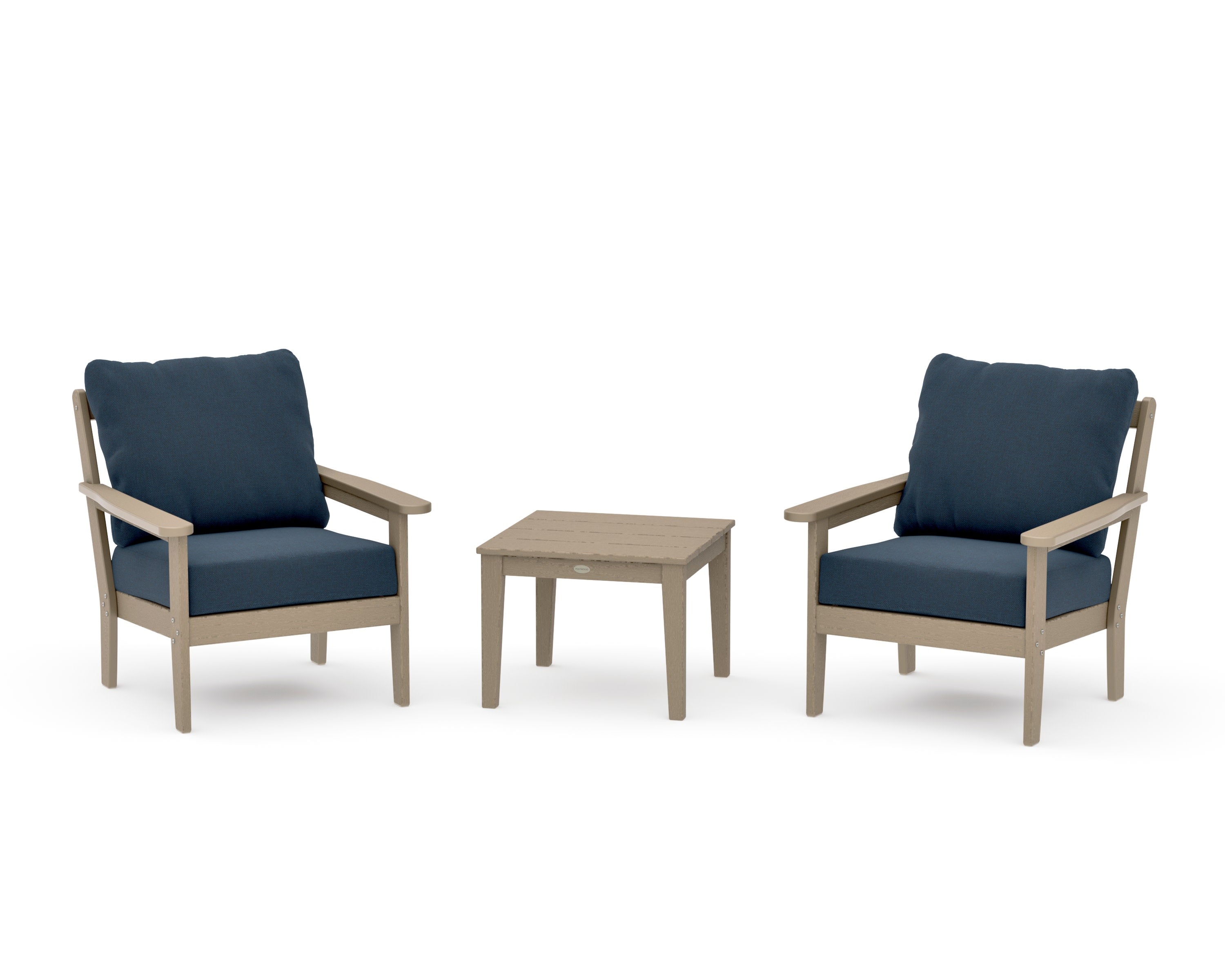 Cottage 3-Piece Deep Seating Set in Vintage Sahara / Marine Indigo