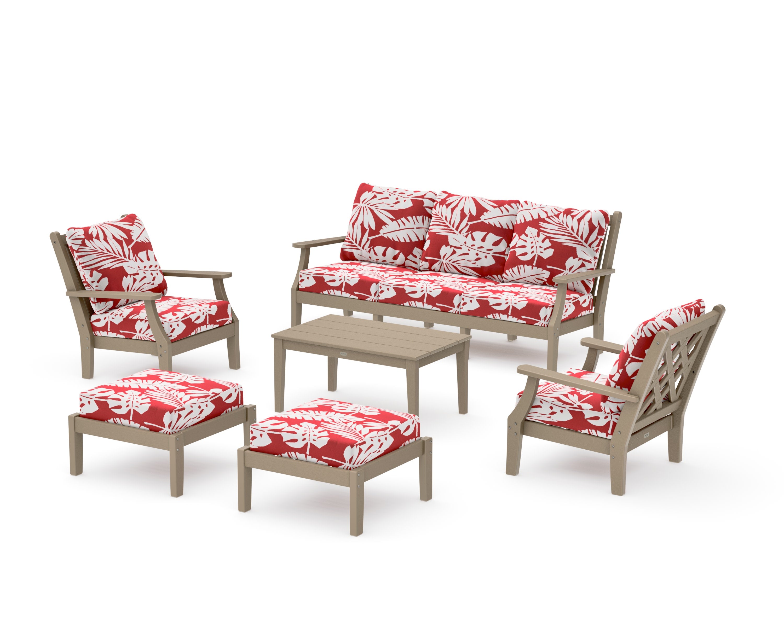 Wovendale 6-Piece Lounge Sofa Set in Vintage Sahara / Leaf Crimson
