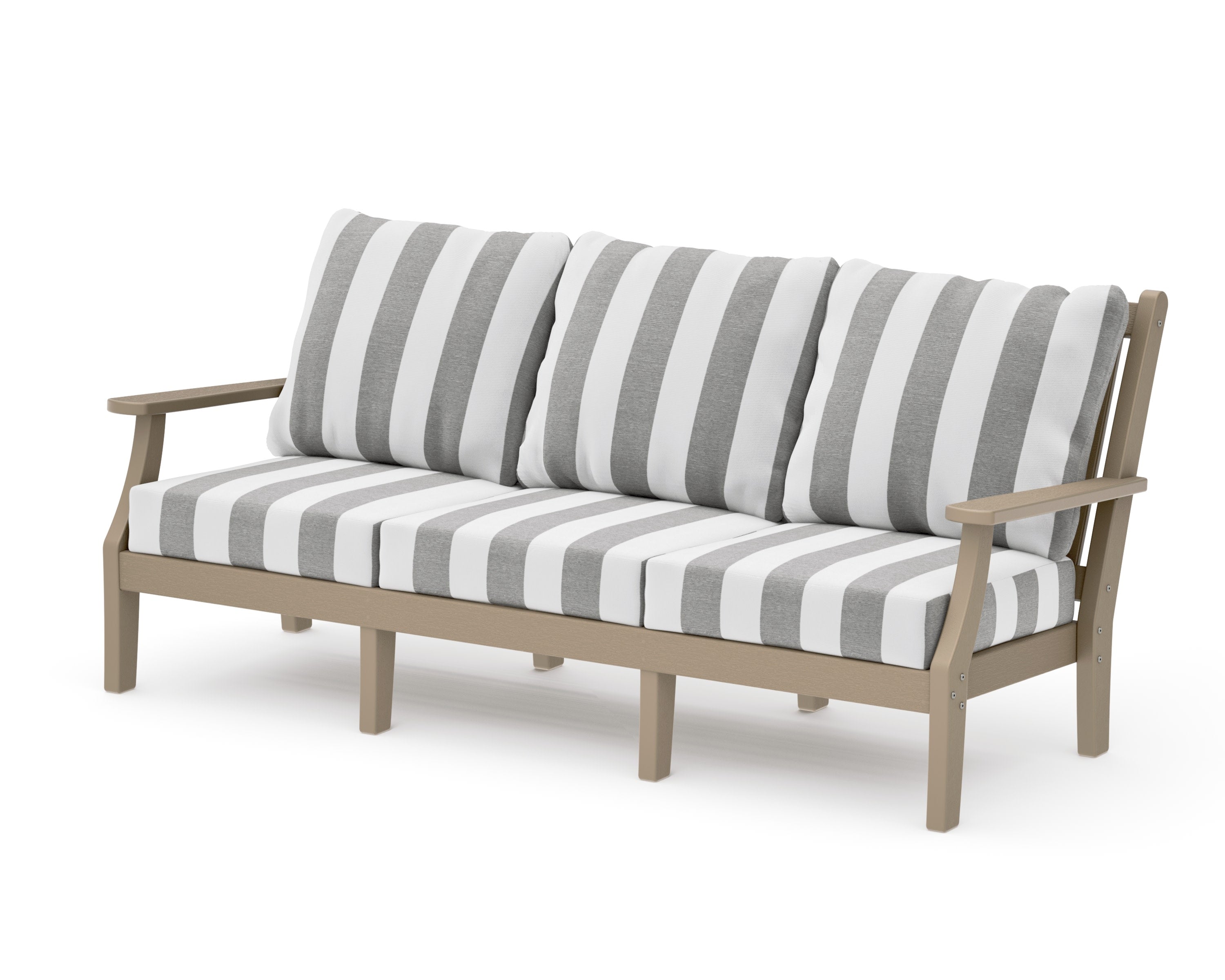 Wovendale Deep Seating Sofa in Vintage Sahara / Cabana Stripe Grey Mist