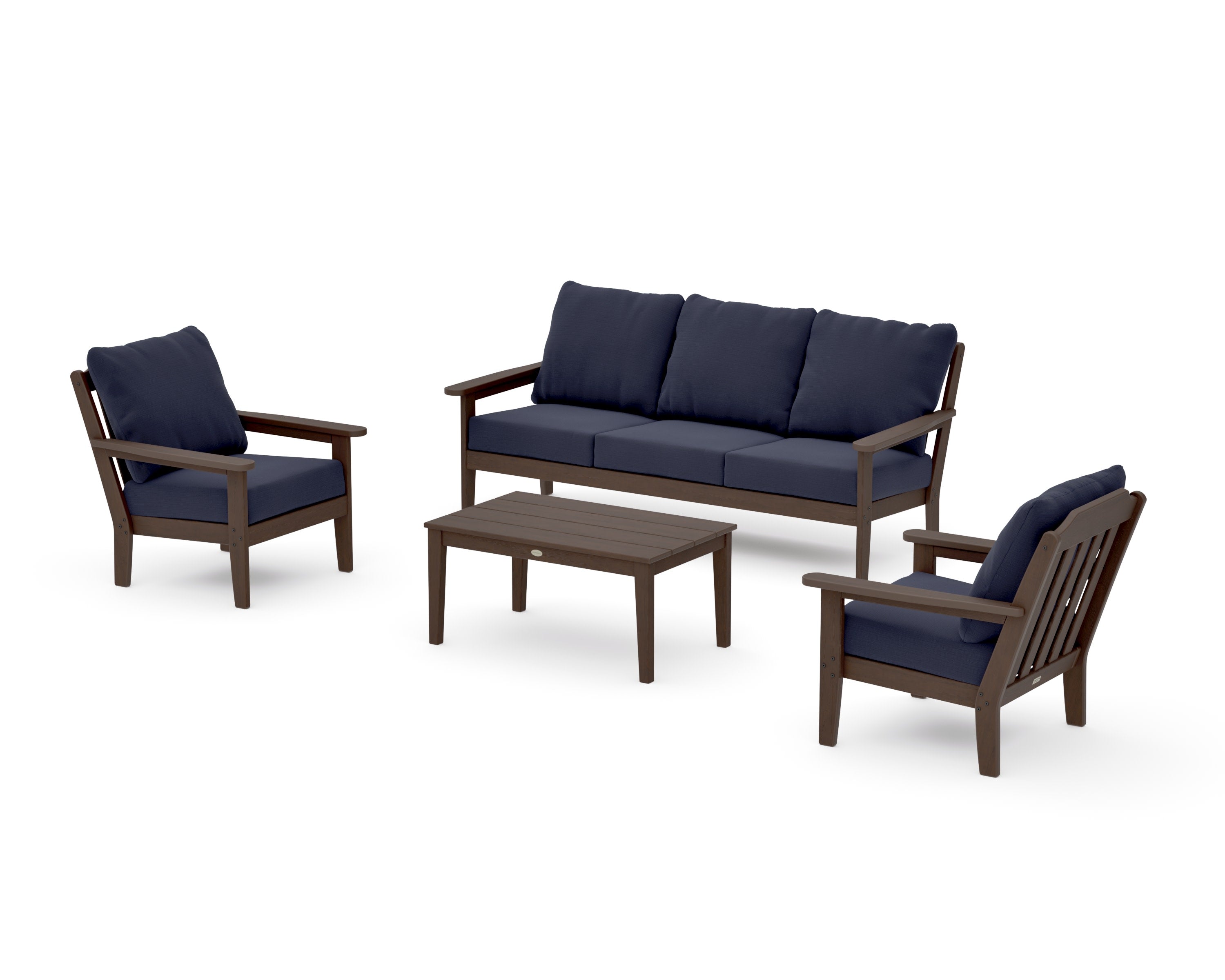 Cottage 4-Piece Deep Seating Set with Sofa in Kona / Navy Linen