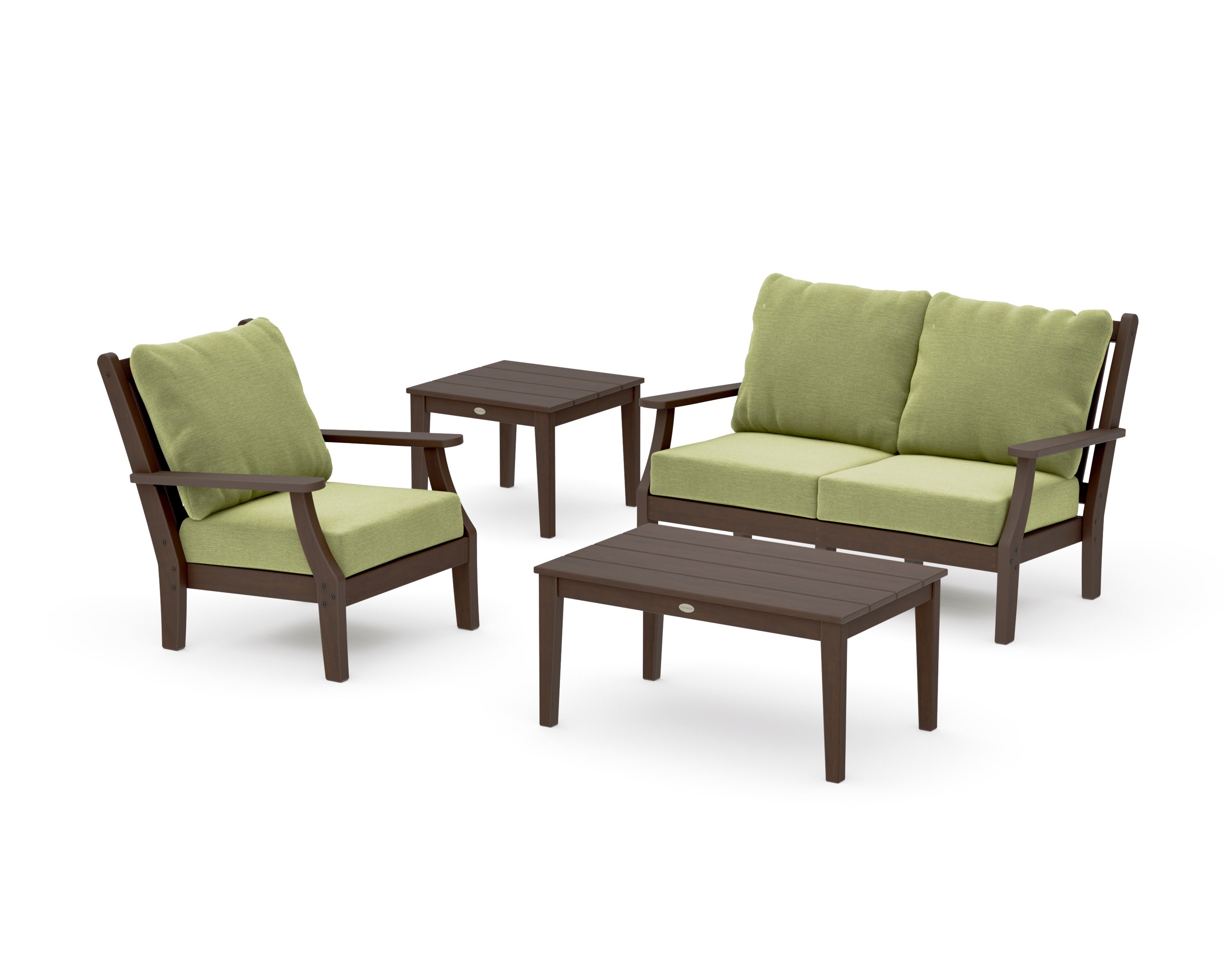 Wovendale 4-Piece Deep Seating Set in Kona / Chartreuse Boucle