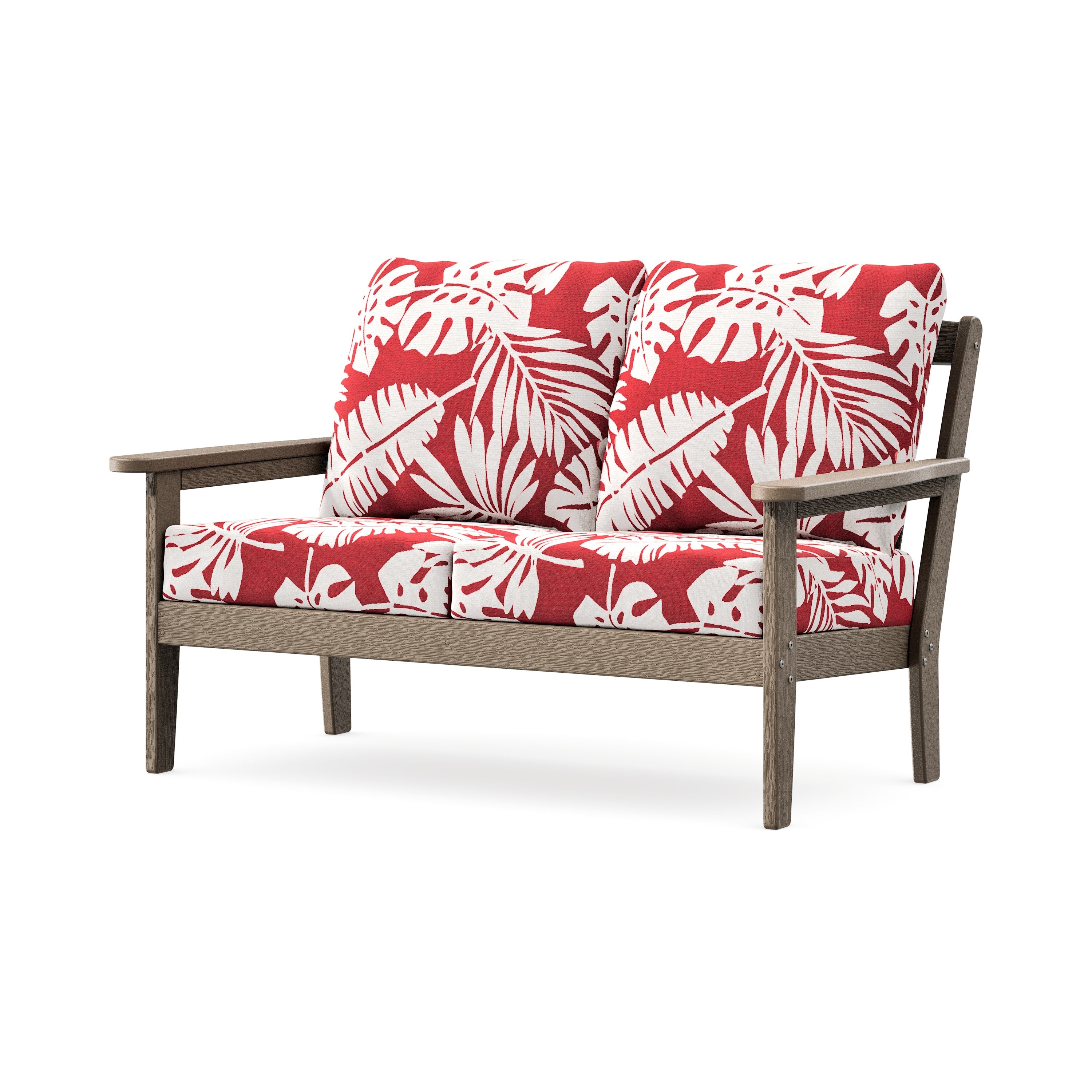 Cottage Deep Seating Loveseat in Vintage Sahara / Leaf Crimson