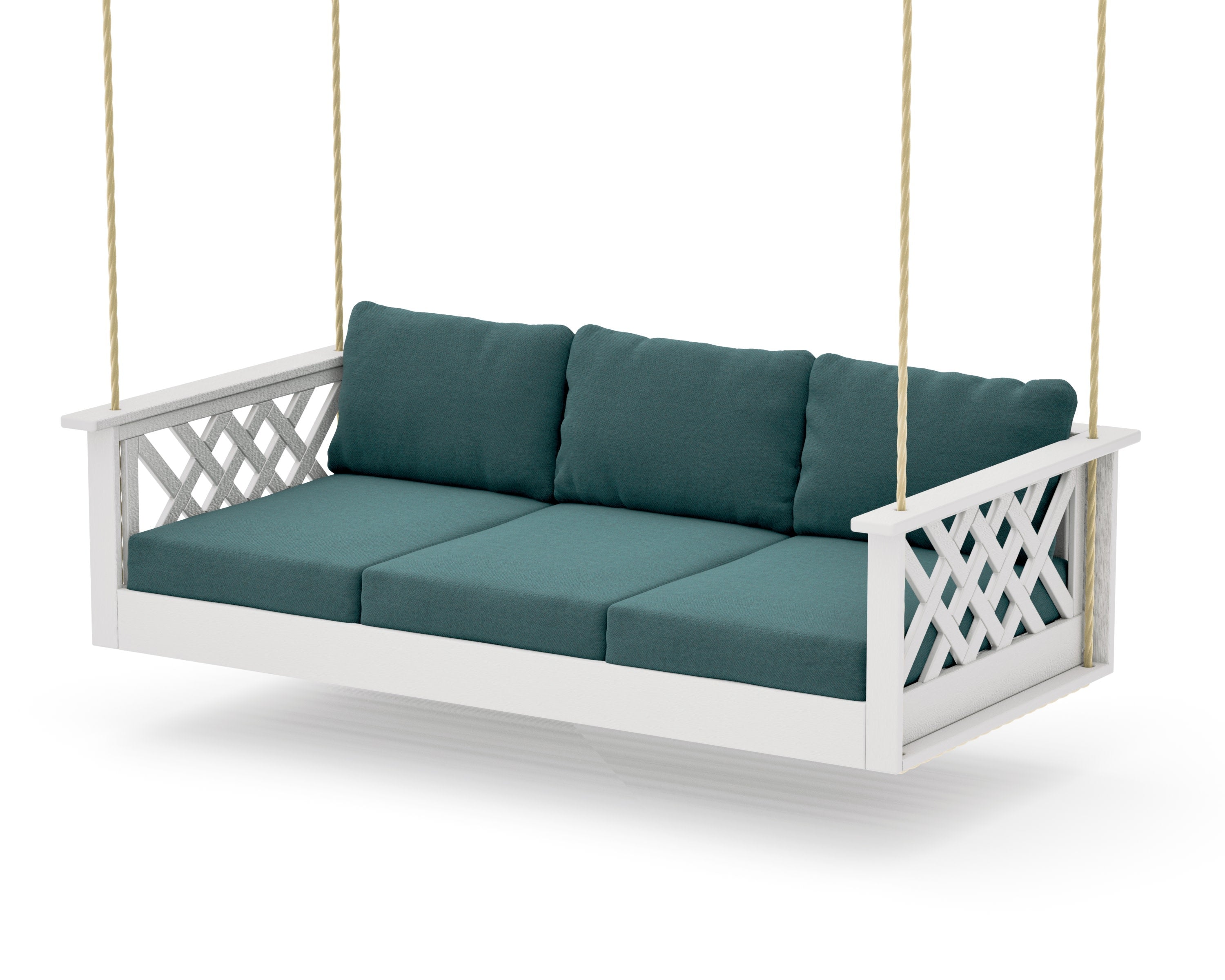 Wovendale Daybed Swing in Vintage White / Ocean Teal