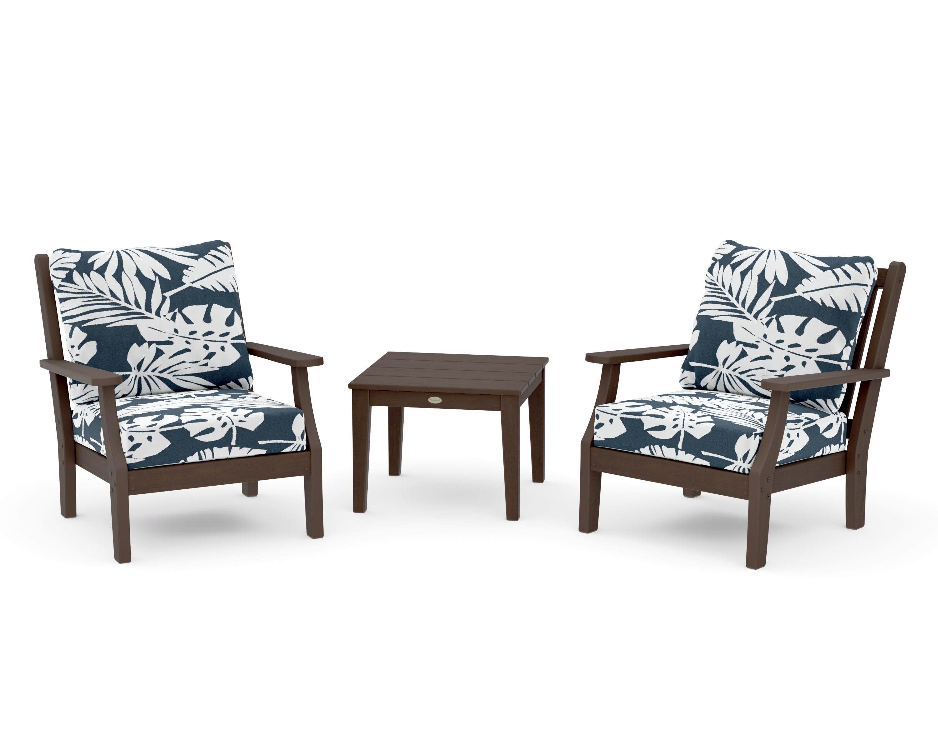 Wovendale 3-Piece Deep Seating Set in Kona / Leaf Marine Indigo
