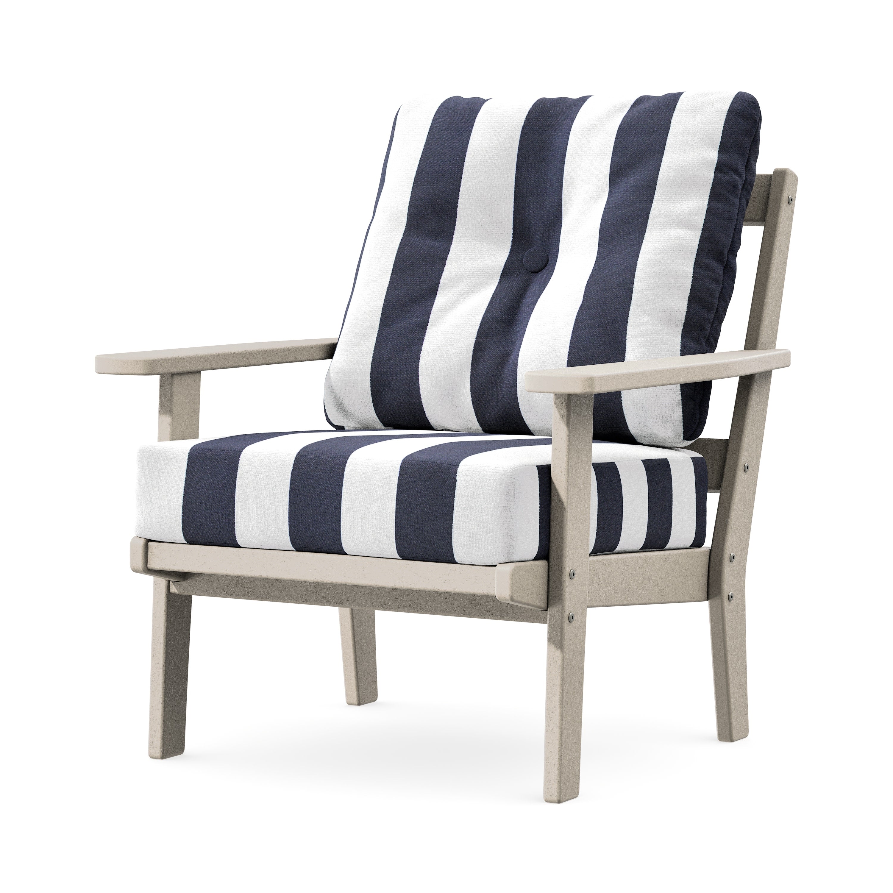 Prairie Deep Seating Chair in Sand / Cabana Stripe Navy