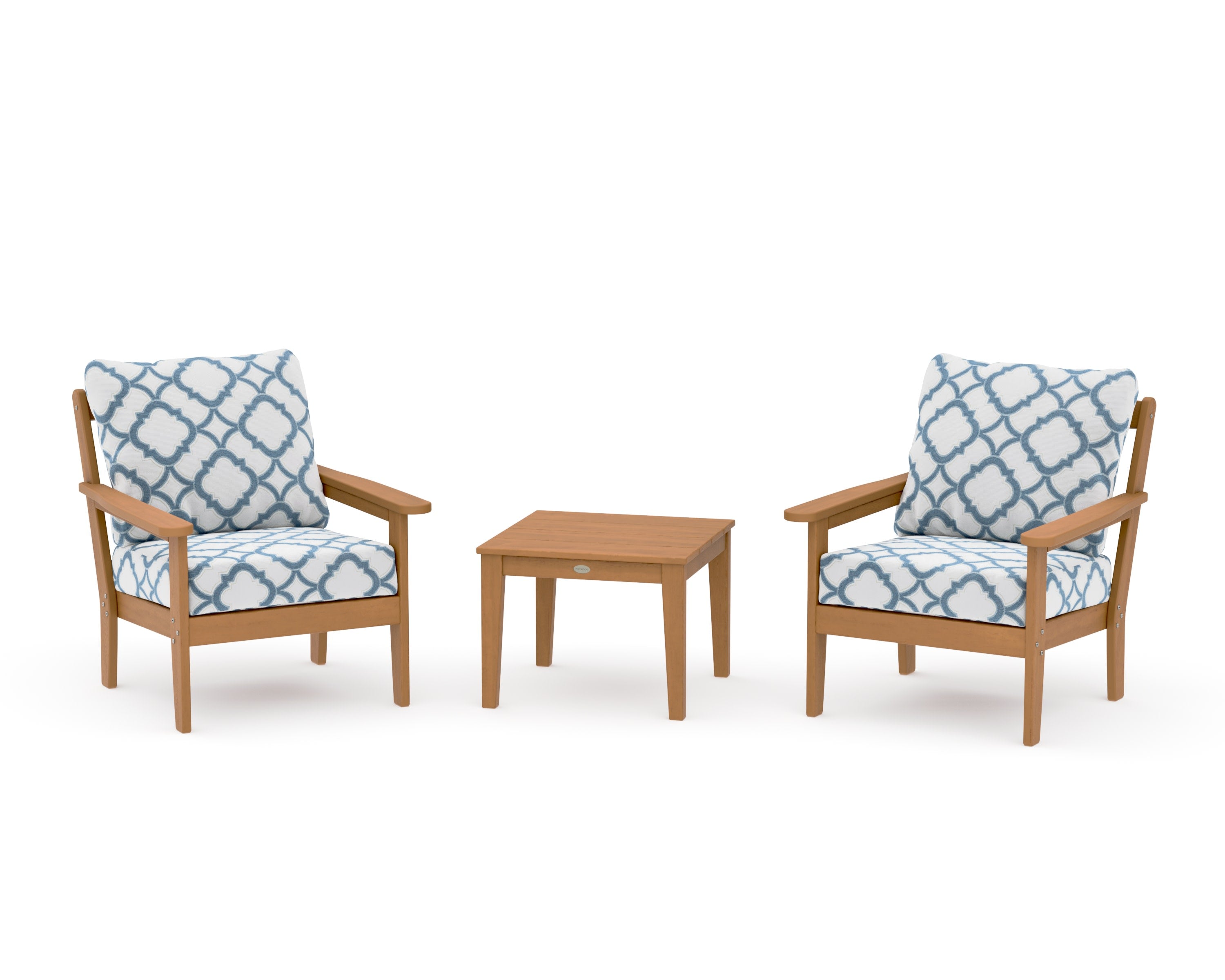 Cottage 3-Piece Deep Seating Set in Natural / Trellis Sky Blue