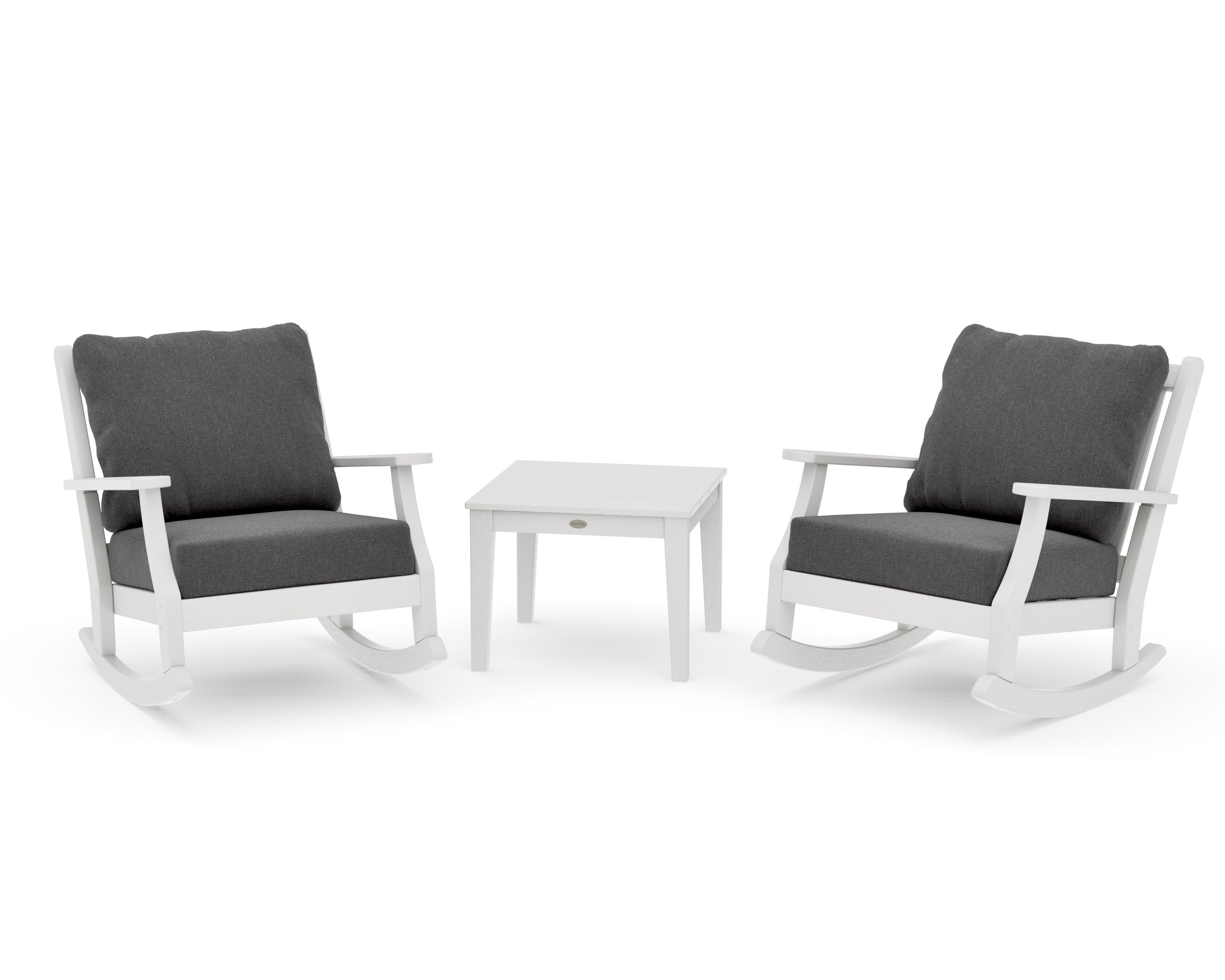 Wovendale 3-Piece Deep Seating Rocker Set in Vintage White / Ash Charcoal