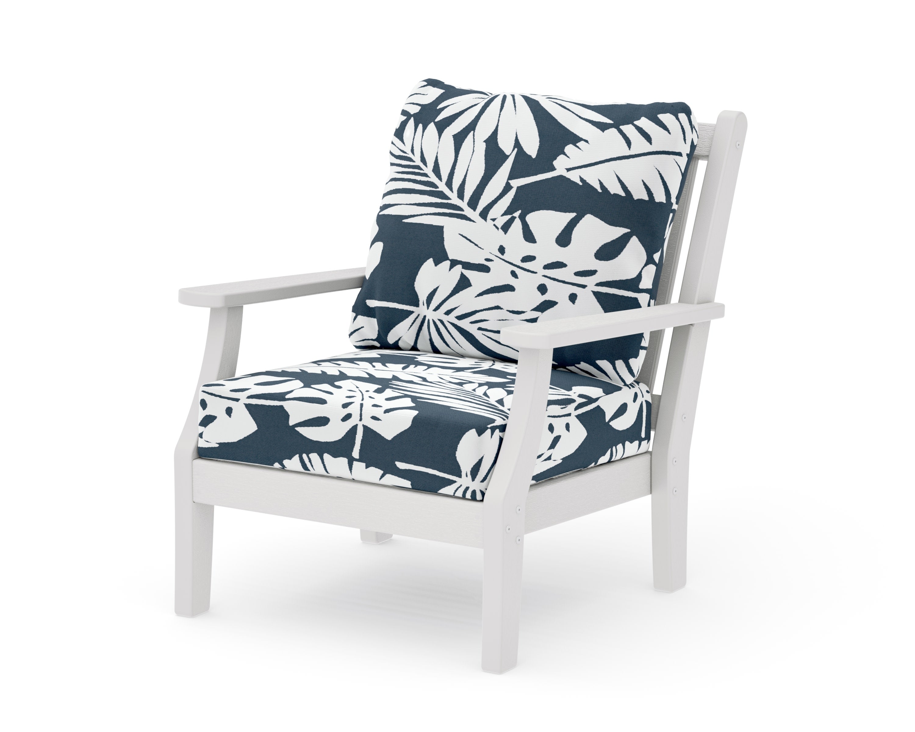 Wovendale Deep Seating Chair in Vintage White / Leaf Marine Indigo