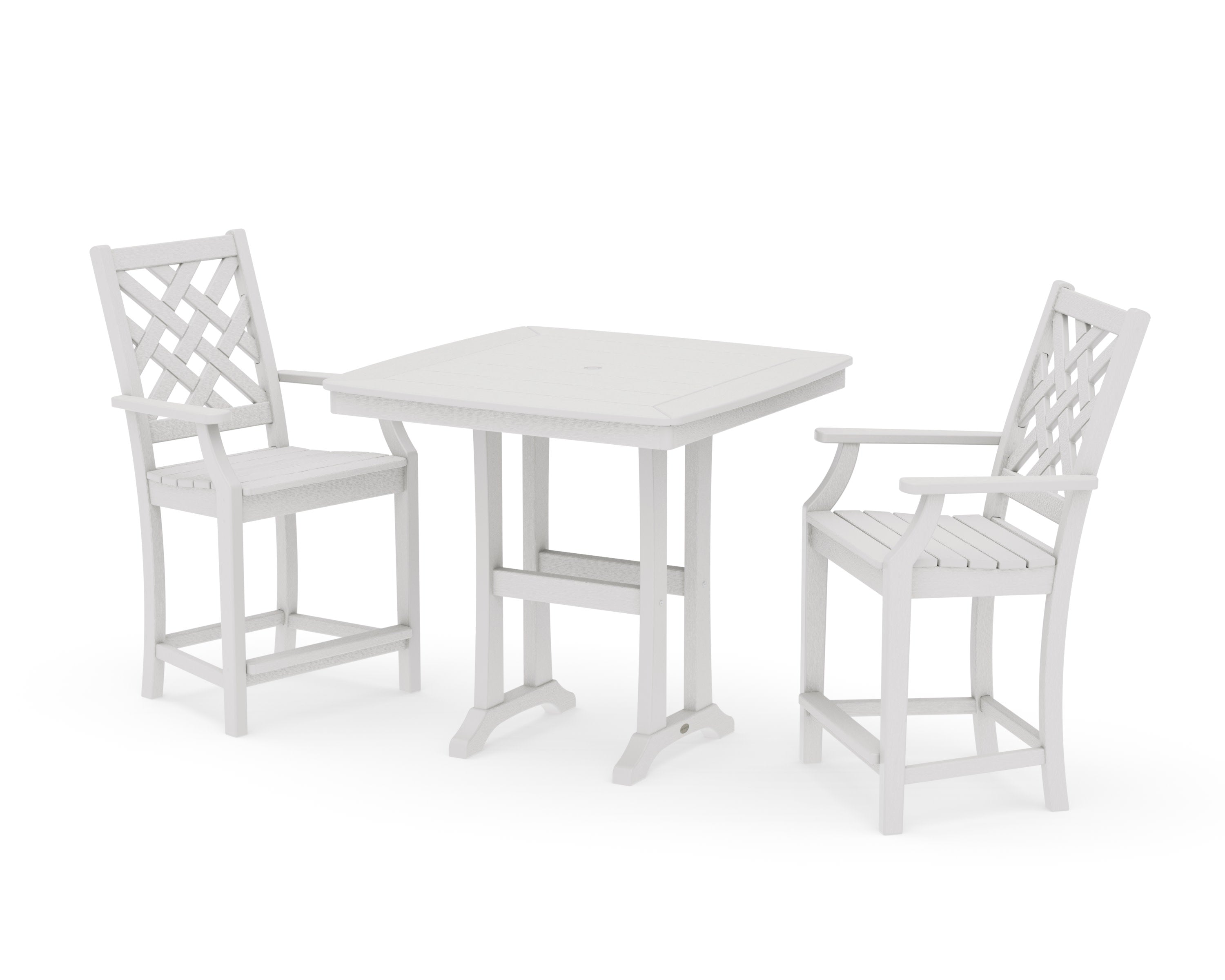 Wovendale 3-Piece Counter Set with Trestle Legs in Vintage White