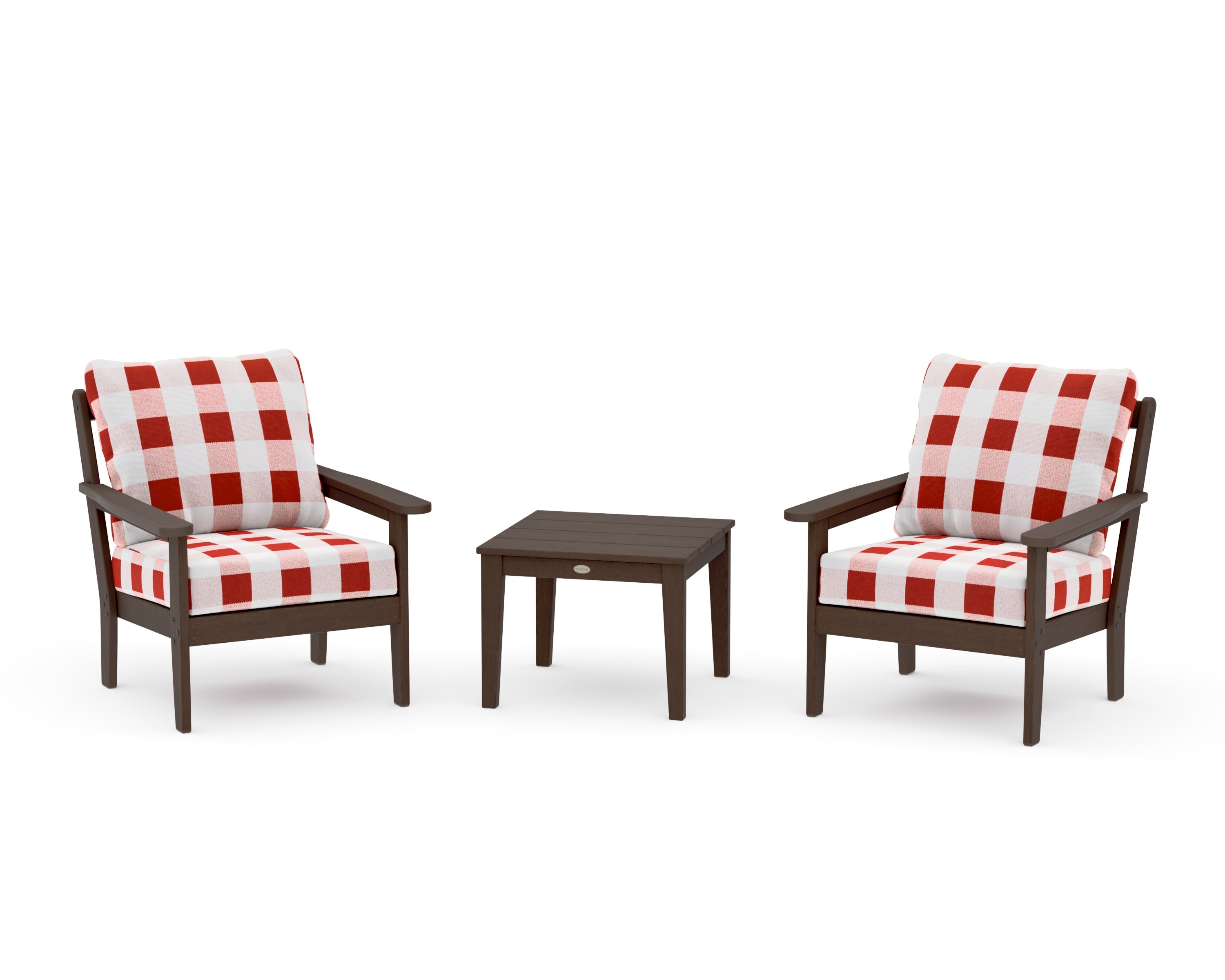 Cottage 3-Piece Deep Seating Set in Kona / Buffalo Plaid Crimson