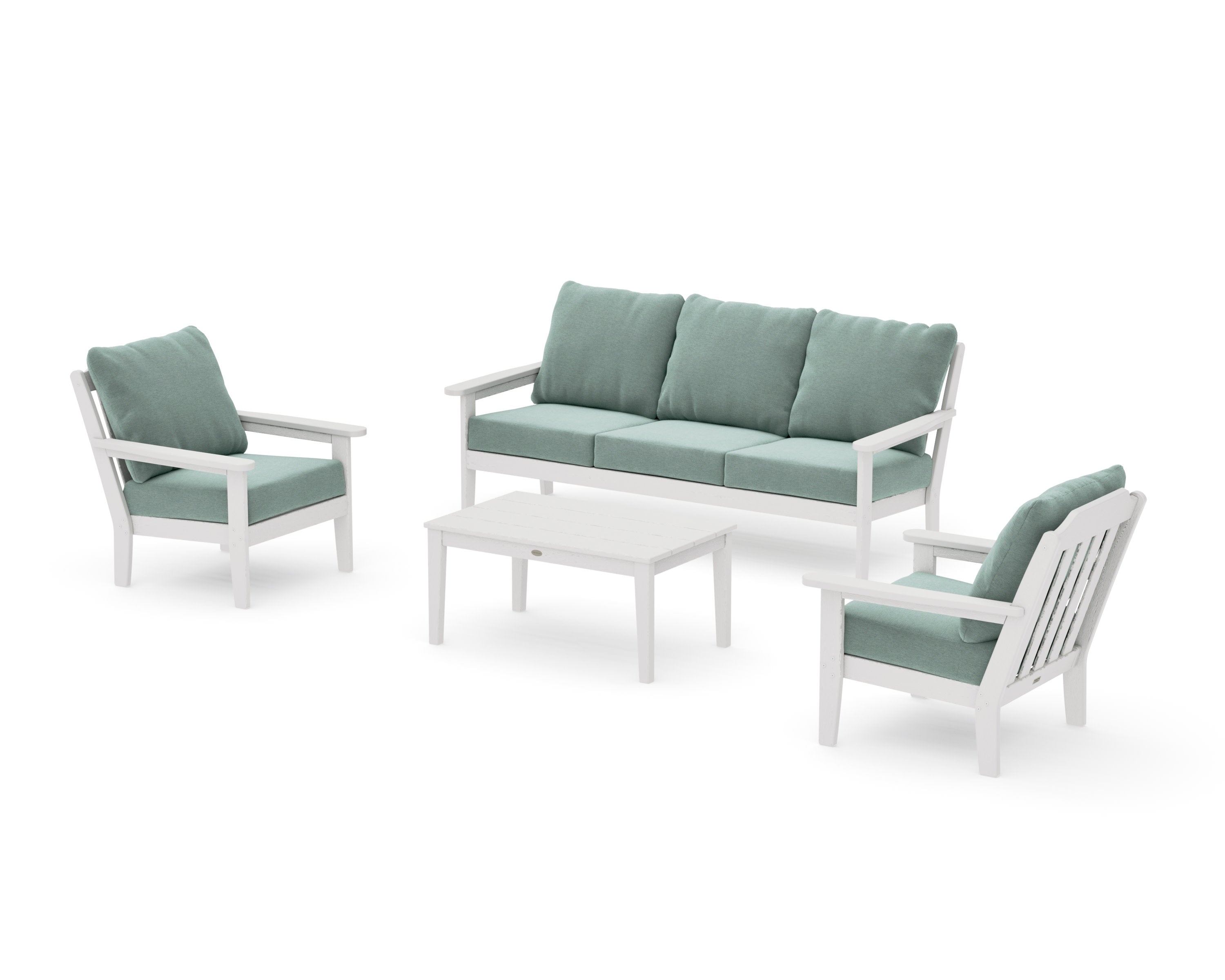 Cottage 4-Piece Deep Seating Set with Sofa in Vintage White / Glacier Spa