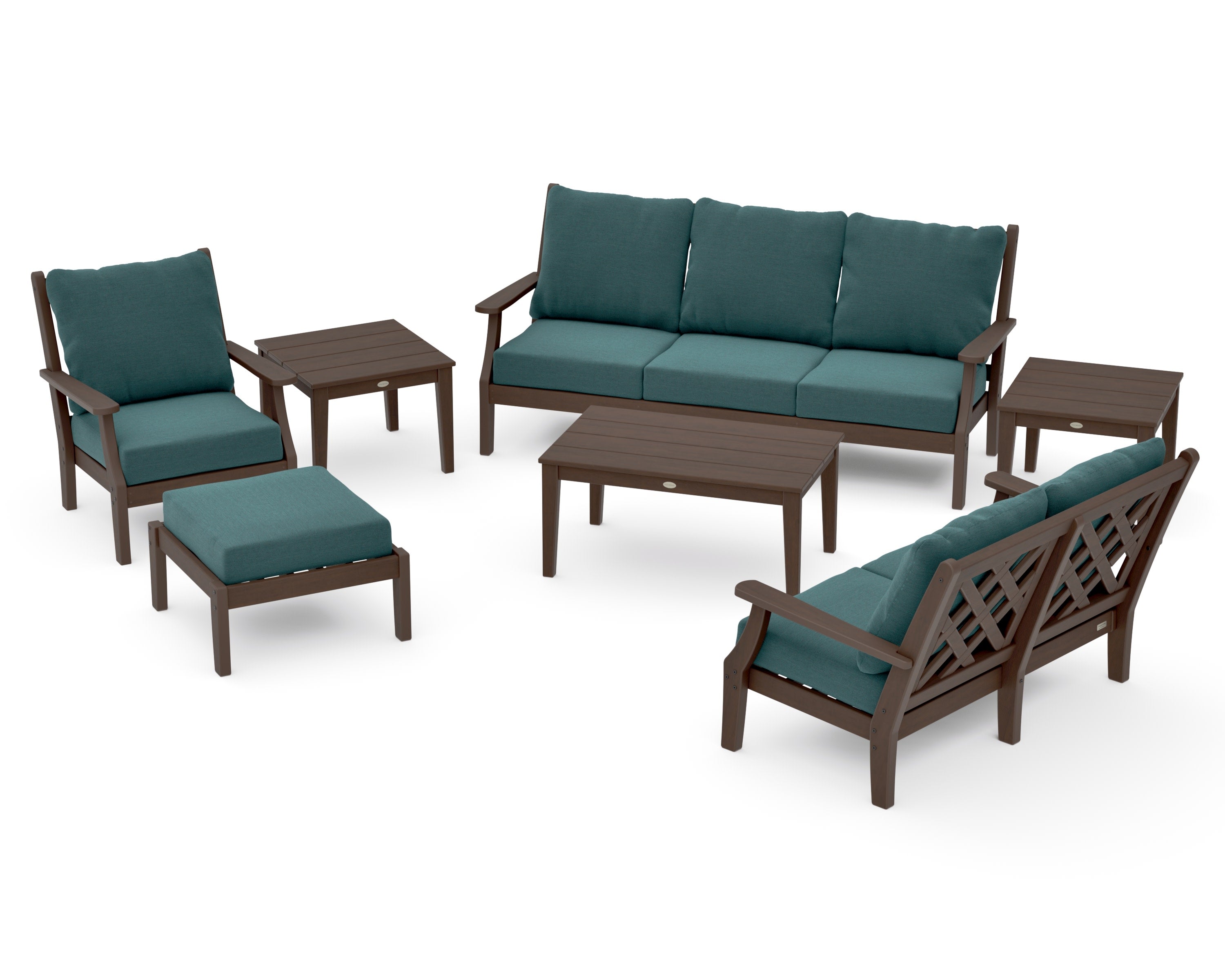 Wovendale 7-Piece Deep Seating Set in Kona / Ocean Teal
