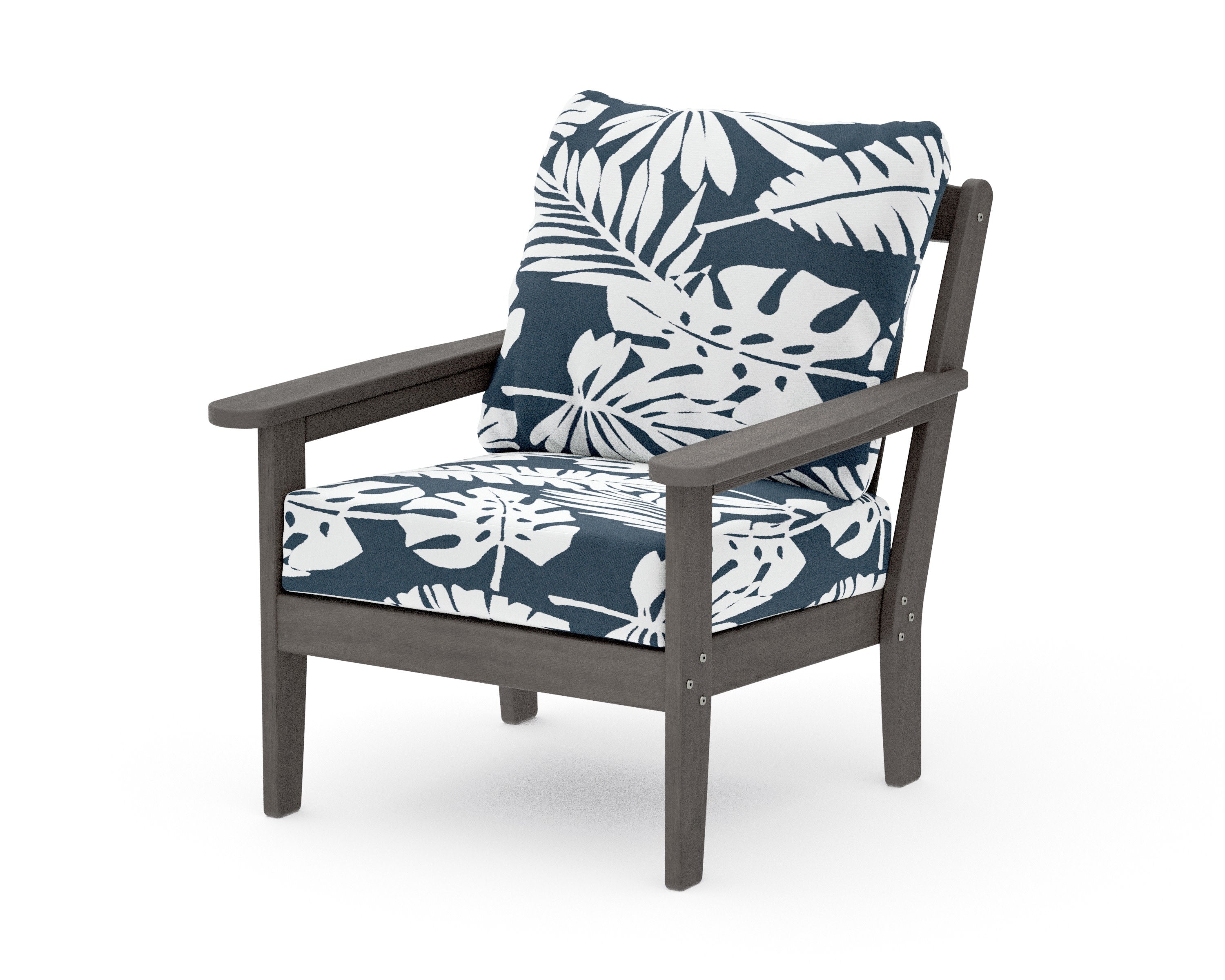 Cottage Deep Seating Chair in Driftwood / Leaf Marine Indigo