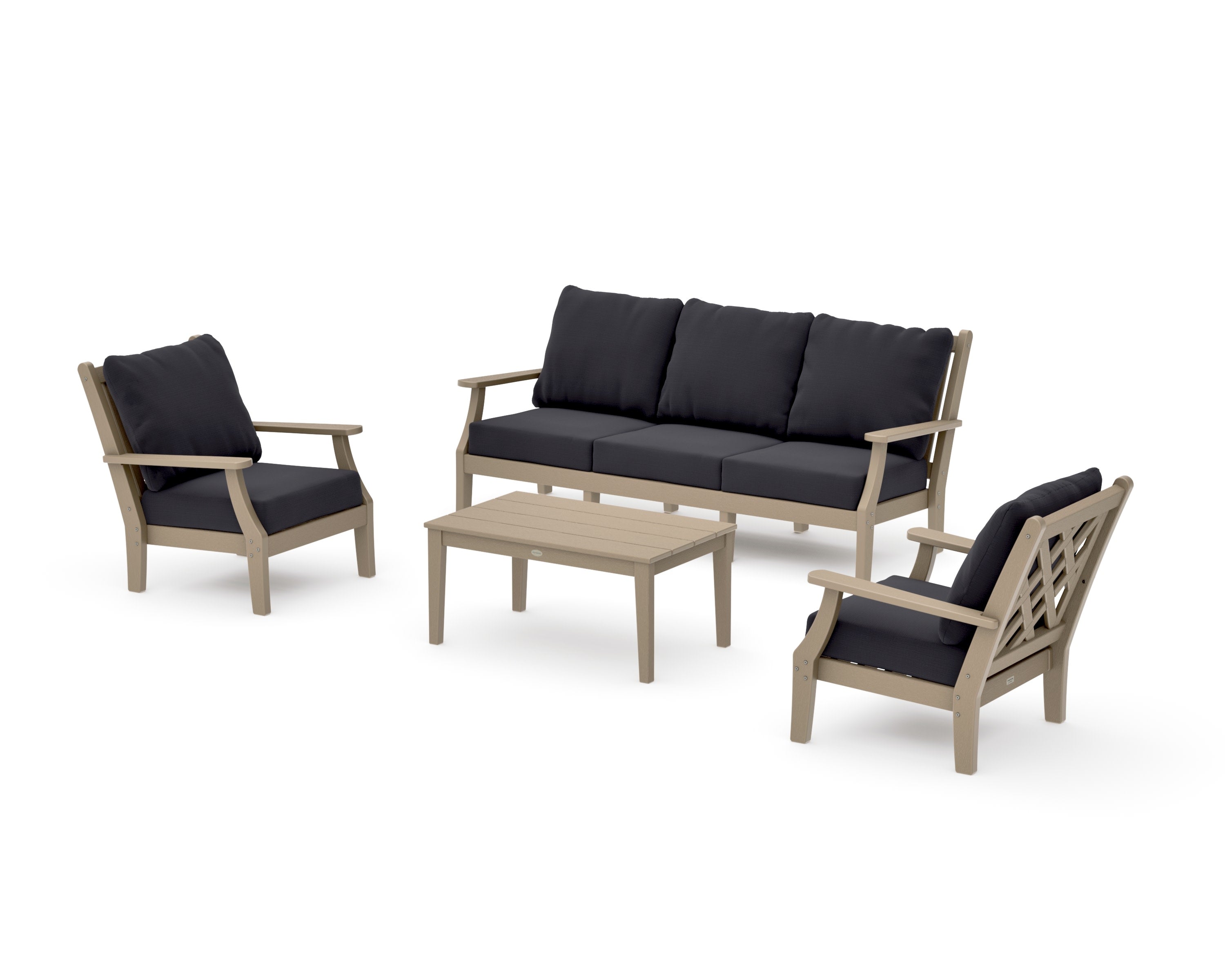 Wovendale 4-Piece Deep Seating Set with Sofa in Vintage Sahara / Midnight Linen