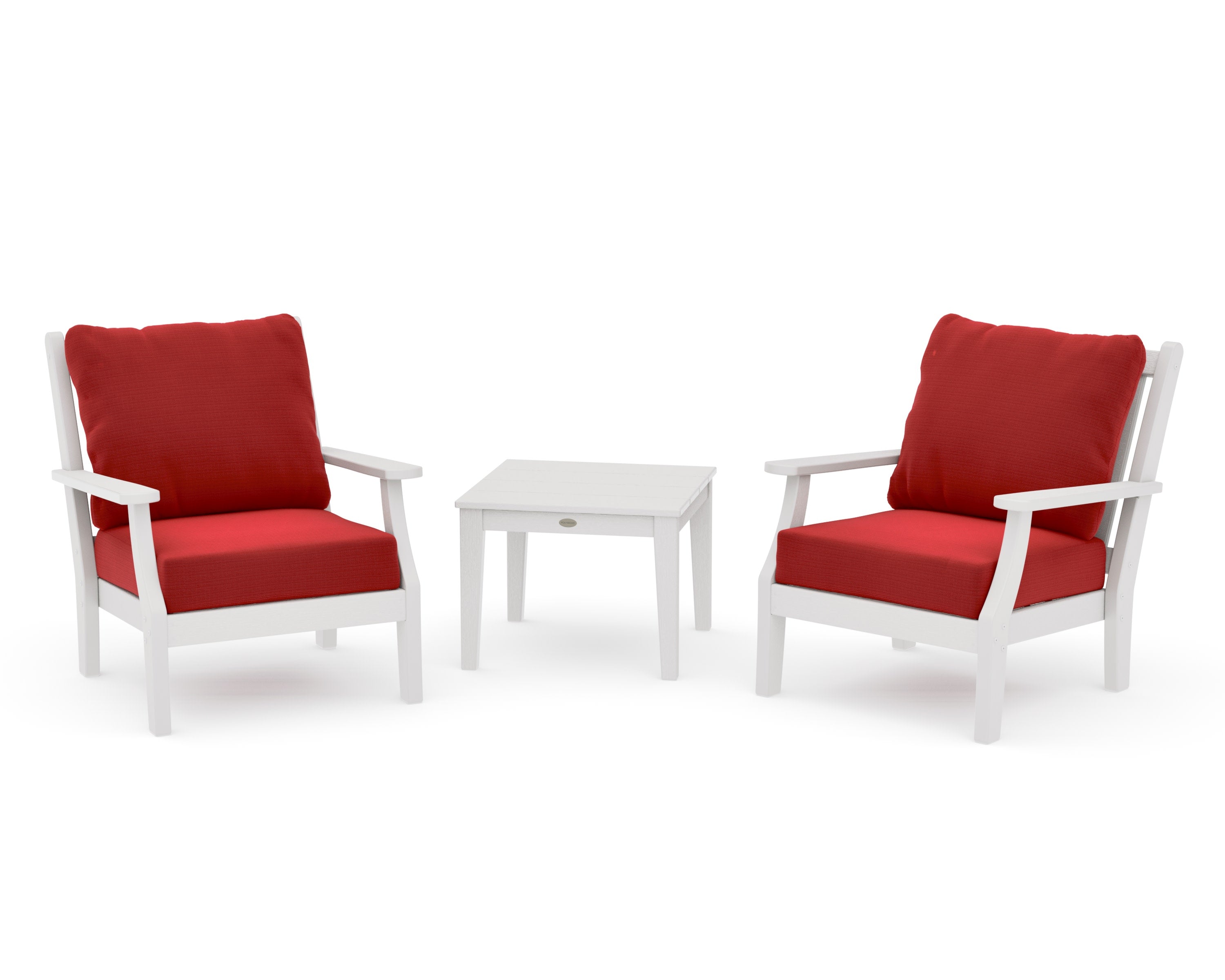 Wovendale 3-Piece Deep Seating Set in Vintage White / Crimson Linen