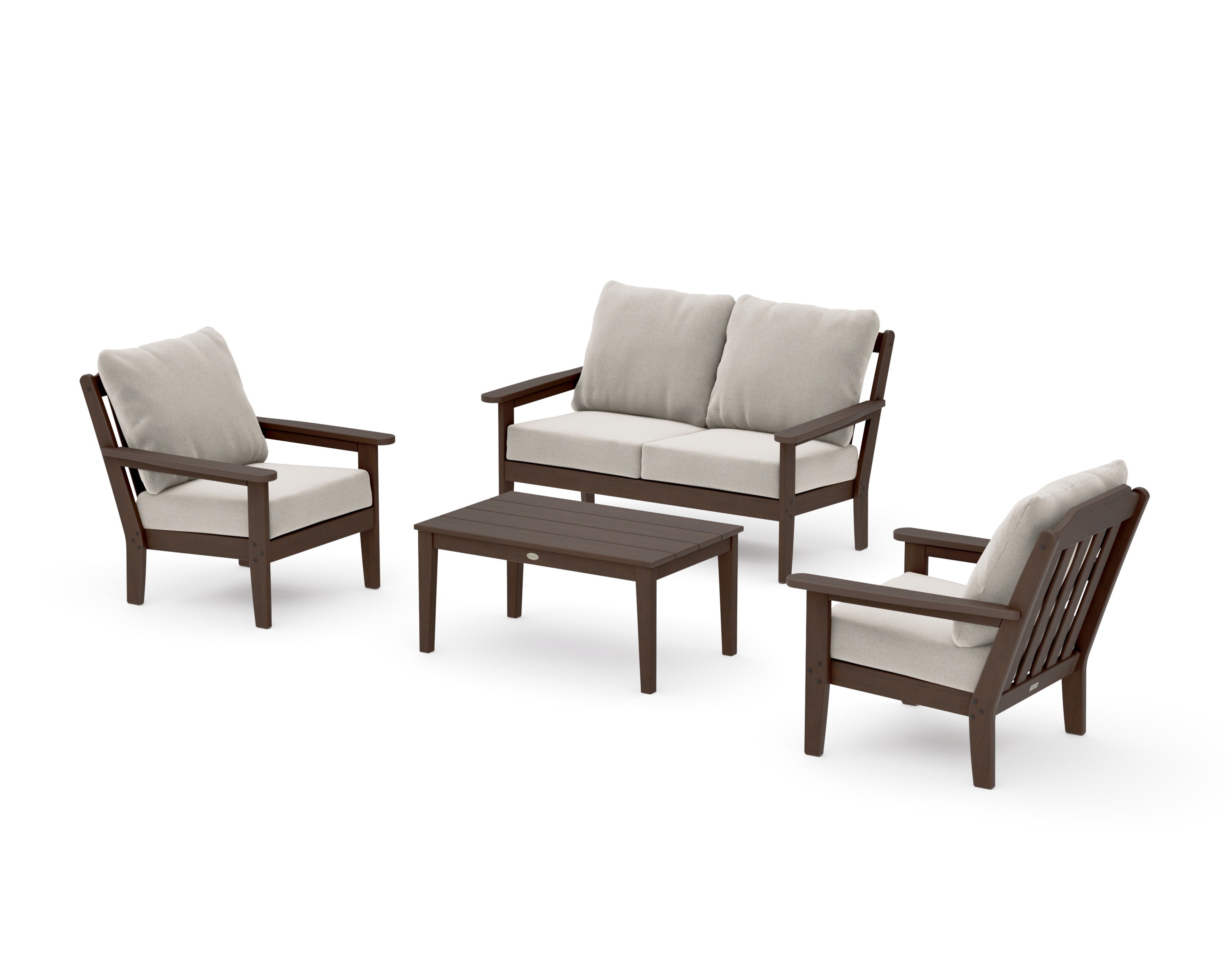 Cottage 4-Piece Deep Seating Set with Loveseat in Kona / Dune Burlap