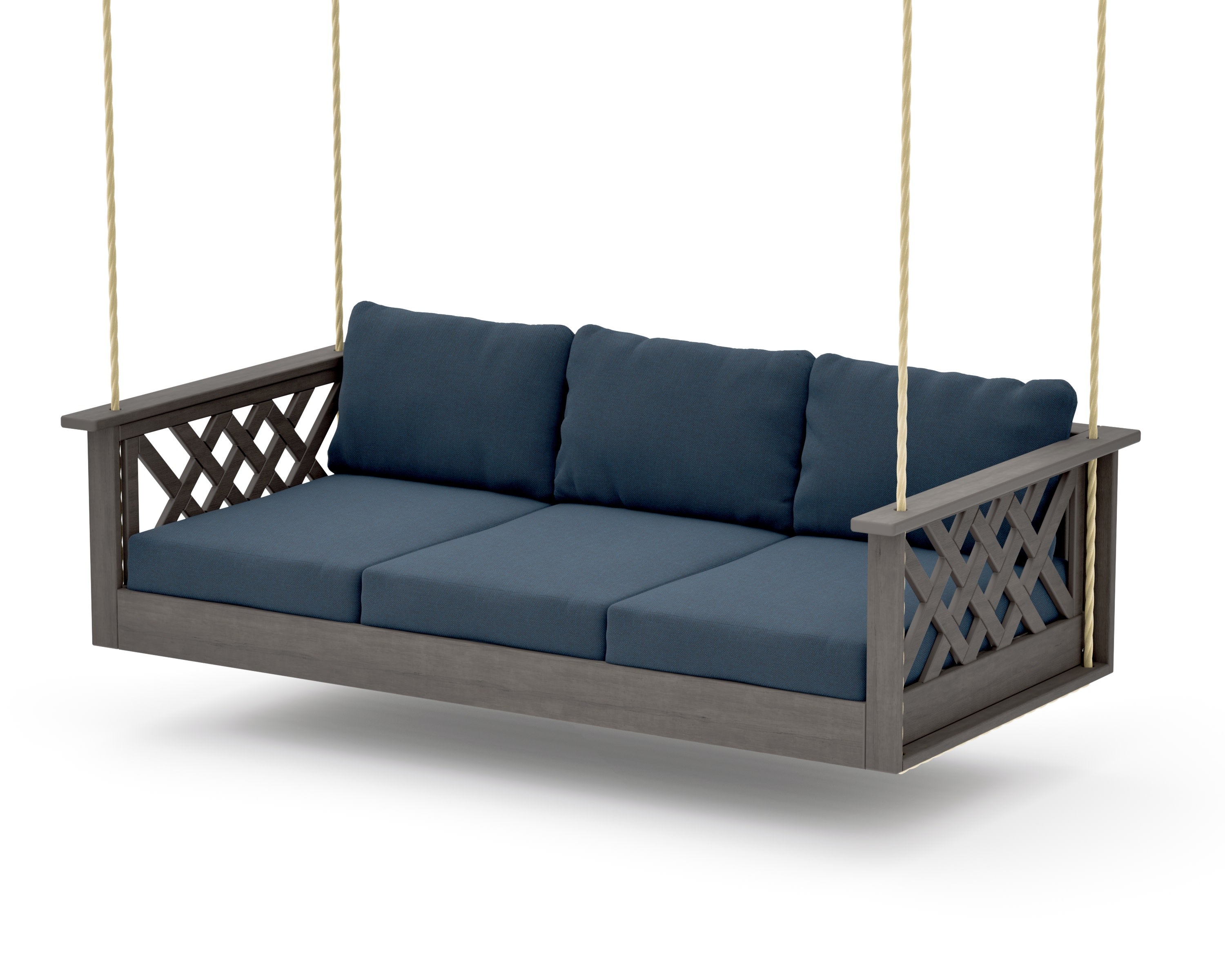 Wovendale Daybed Swing in Driftwood / Marine Indigo