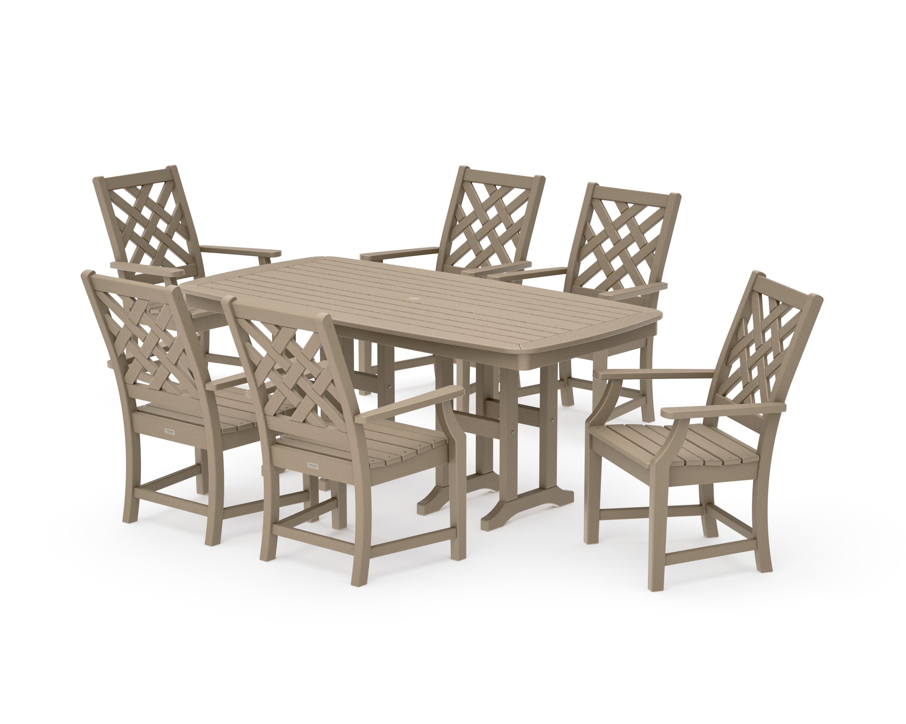 Wovendale Arm Chair 7-Piece Dining Set in Vintage Sahara