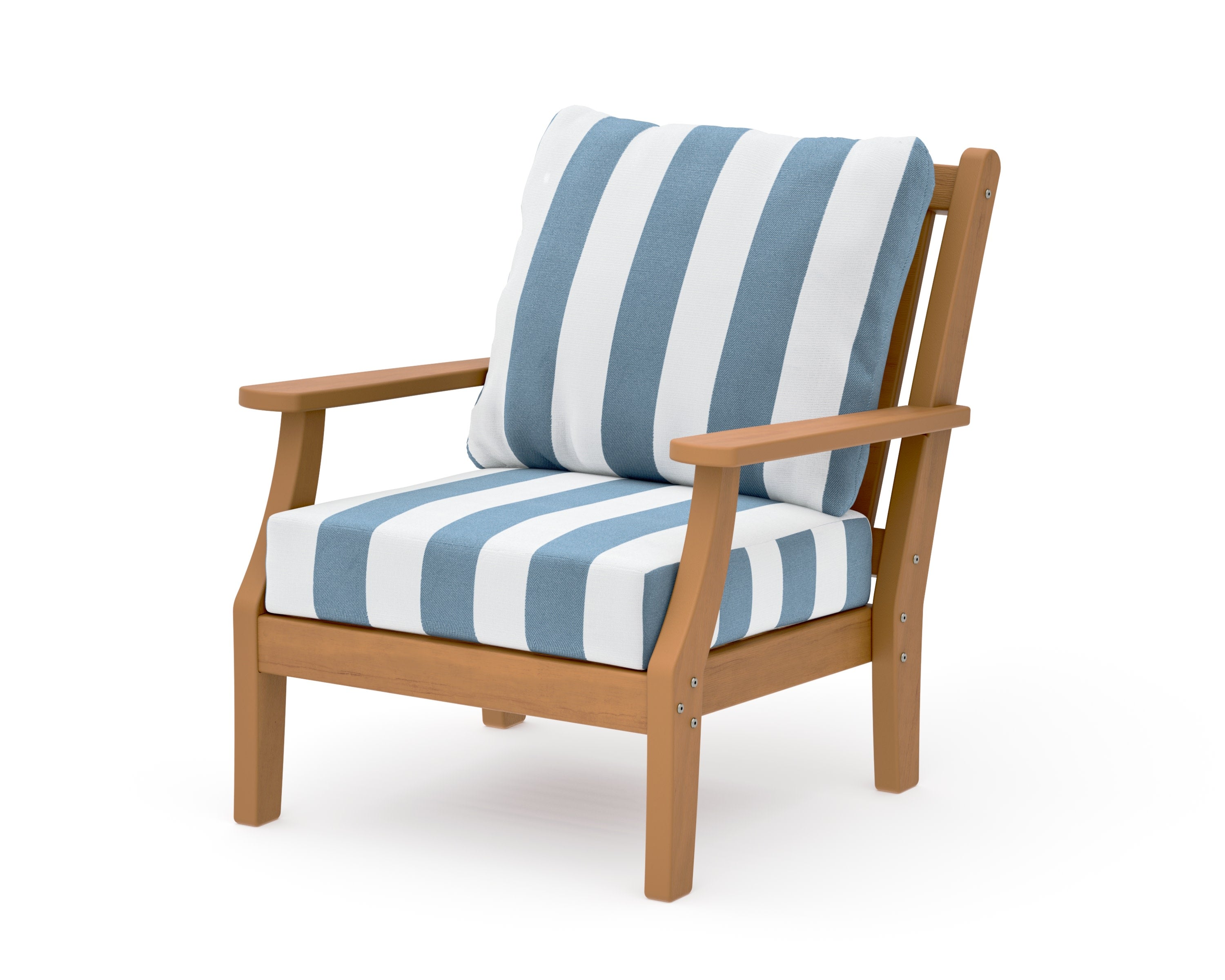 Wovendale Deep Seating Chair in Natural / Cabana Stripe Sky Blue