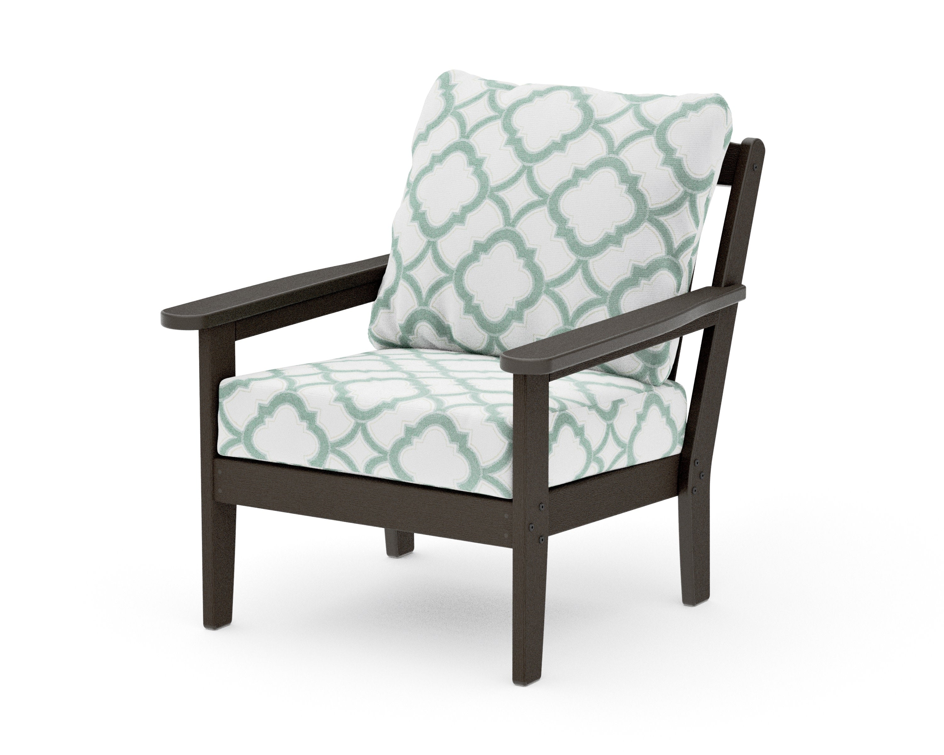 Cottage Deep Seating Chair in Vintage Coffee / Trellis Glacier Spa
