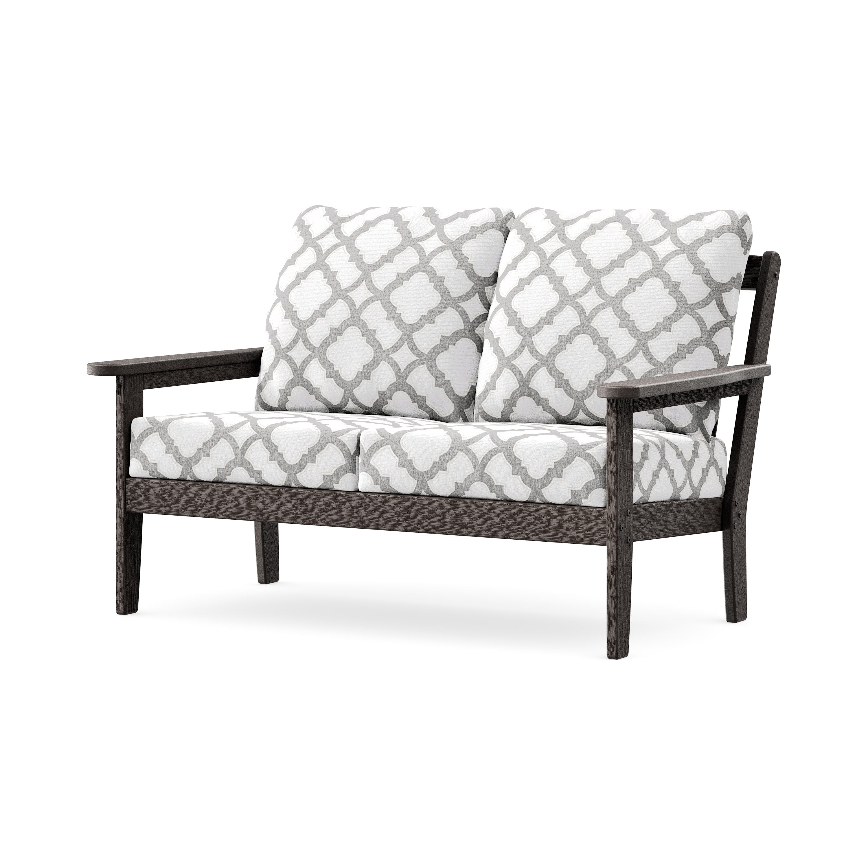 Cottage Deep Seating Loveseat in Vintage Coffee / Trellis Grey Mist