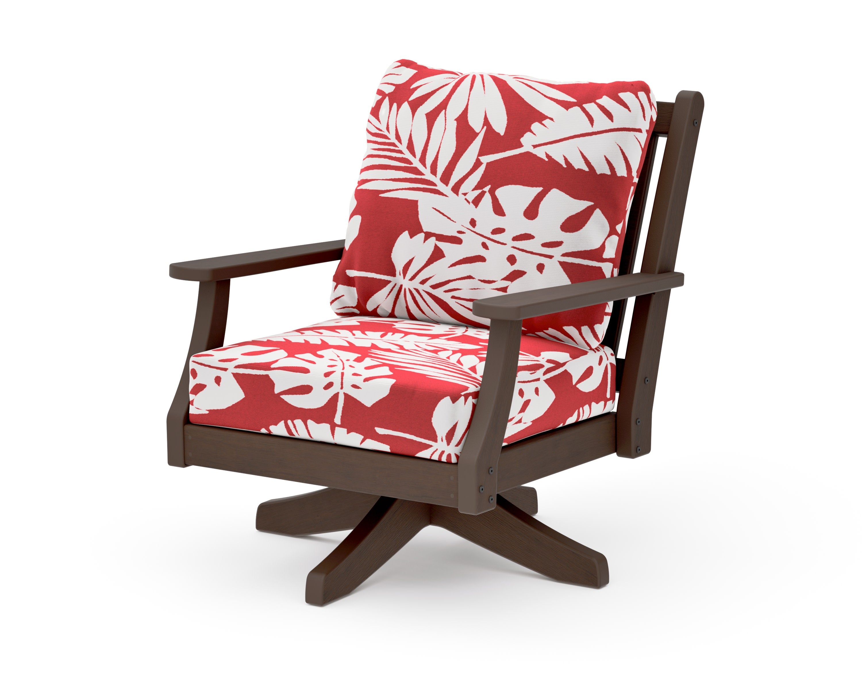 Wovendale Deep Seating Swivel Chair in Kona / Leaf Crimson