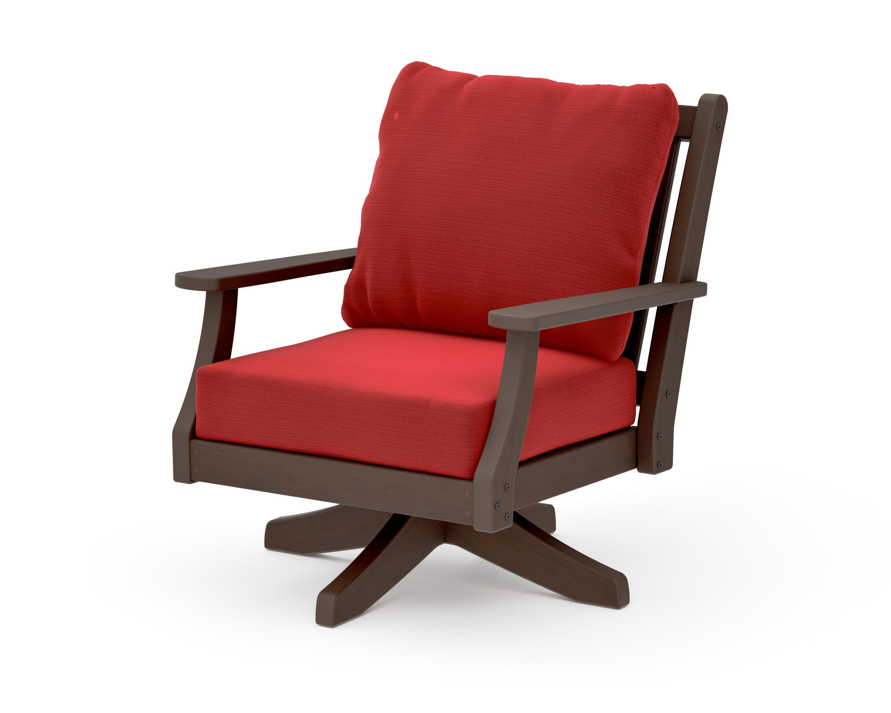 Wovendale Deep Seating Swivel Chair in Kona / Crimson Linen
