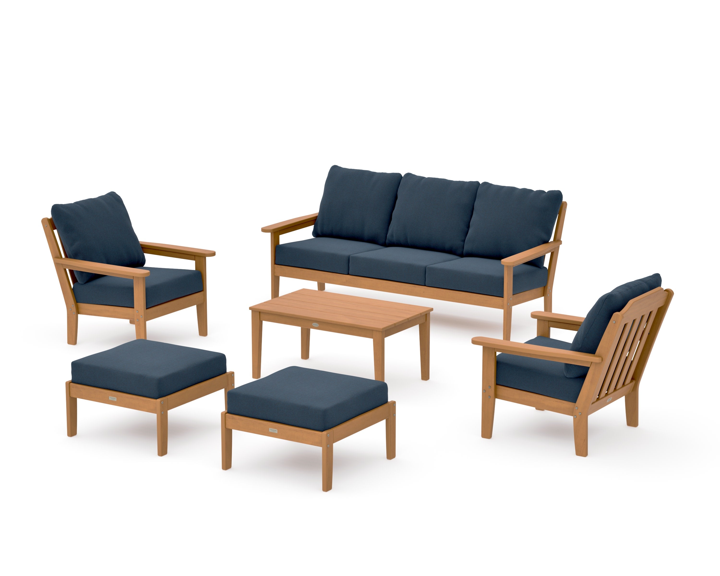 Cottage 6-Piece Lounge Sofa Set in Natural / Marine Indigo