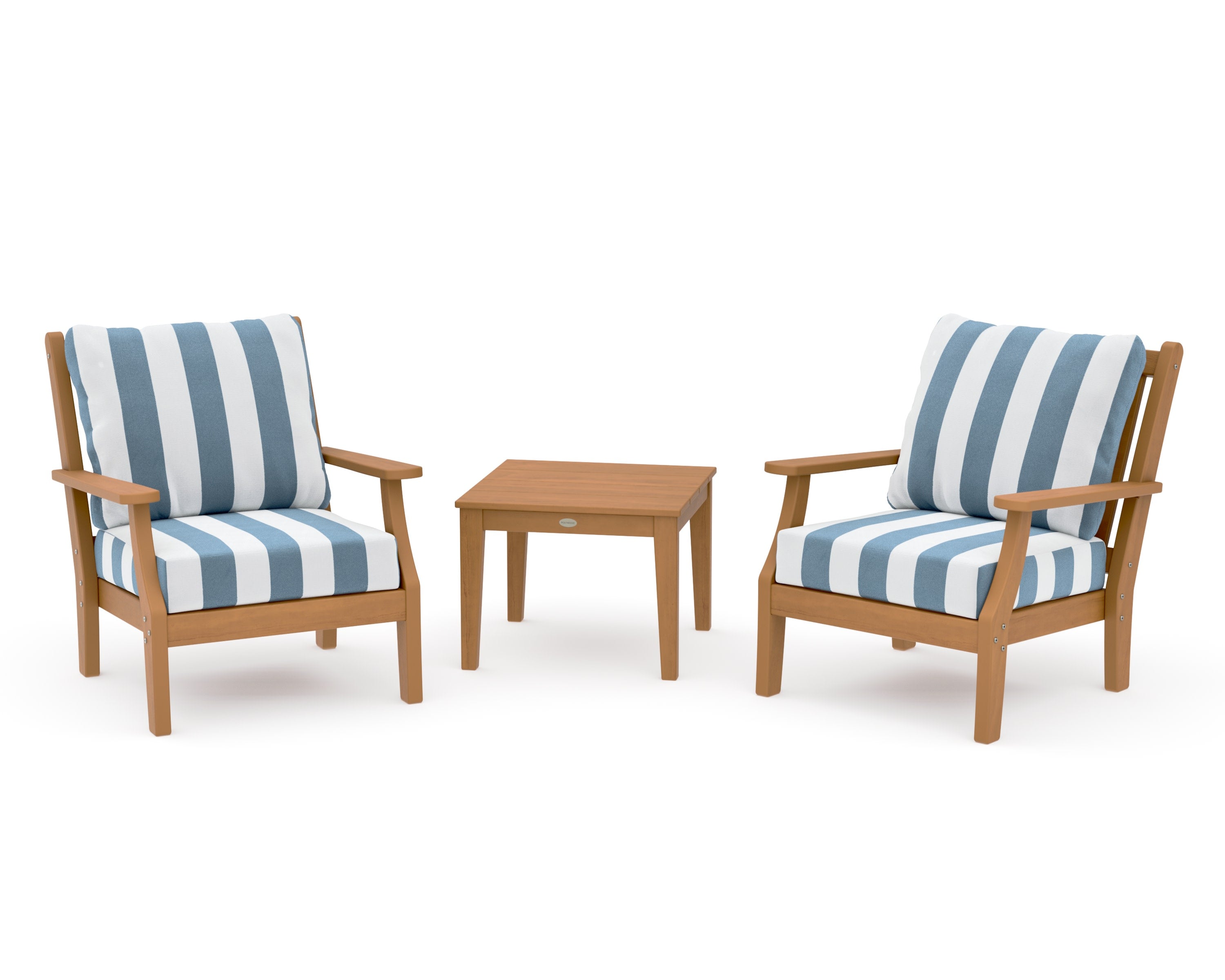 Wovendale 3-Piece Deep Seating Set in Natural / Cabana Stripe Sky Blue
