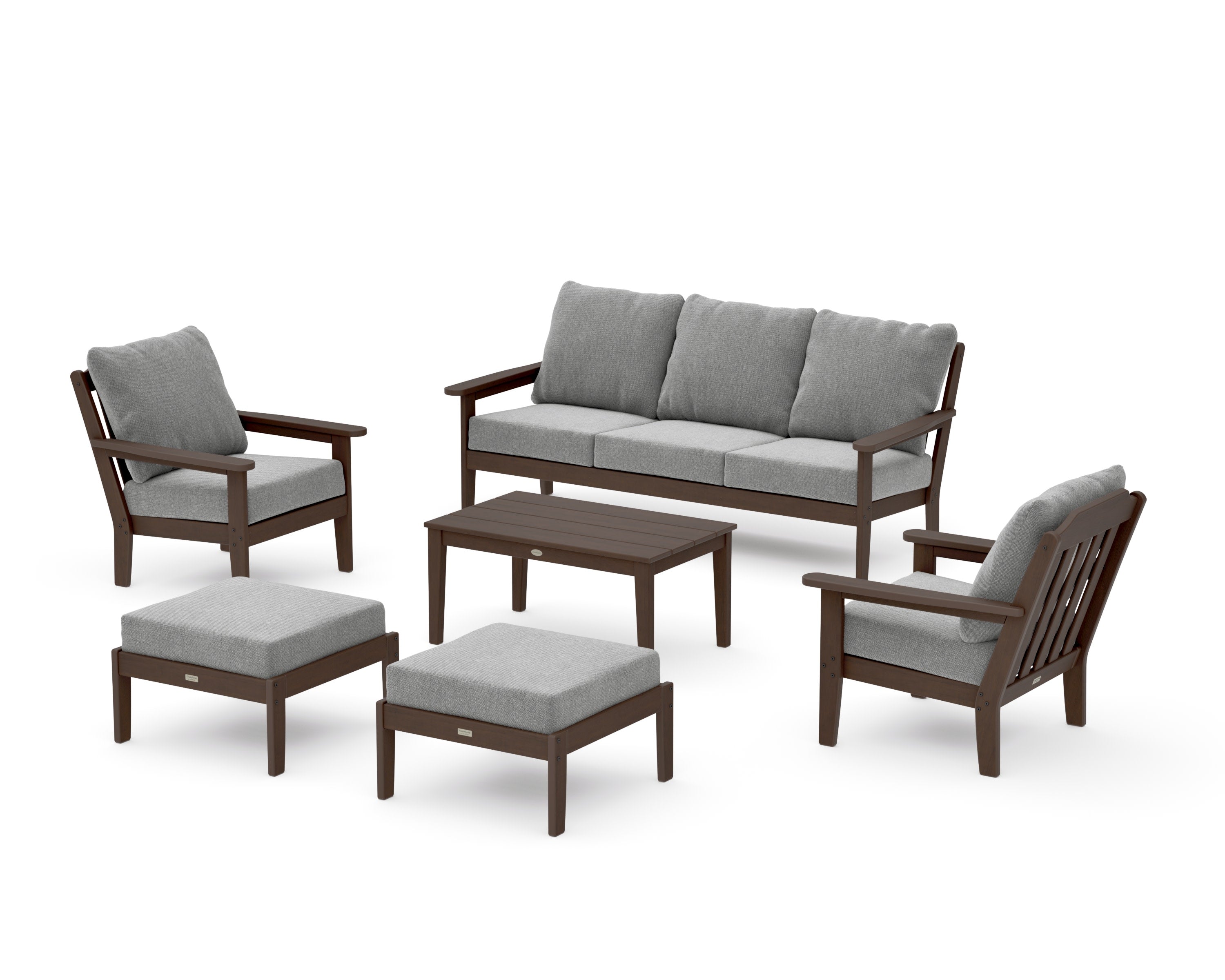 Cottage 6-Piece Lounge Sofa Set in Kona / Grey Mist