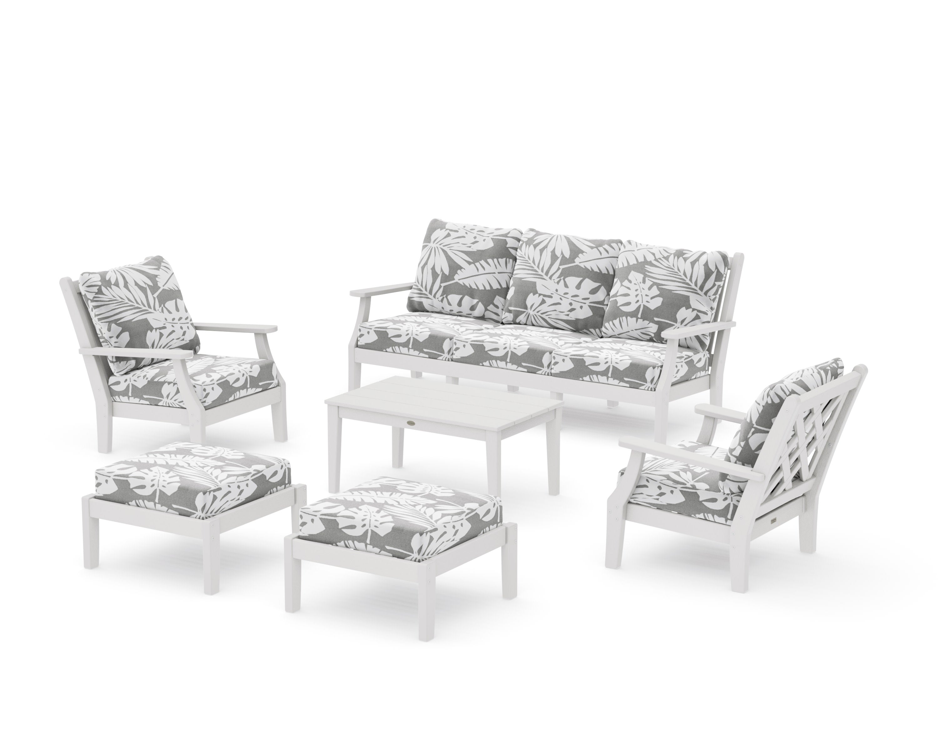 Wovendale 6-Piece Lounge Sofa Set in Vintage White / Leaf Grey Mist