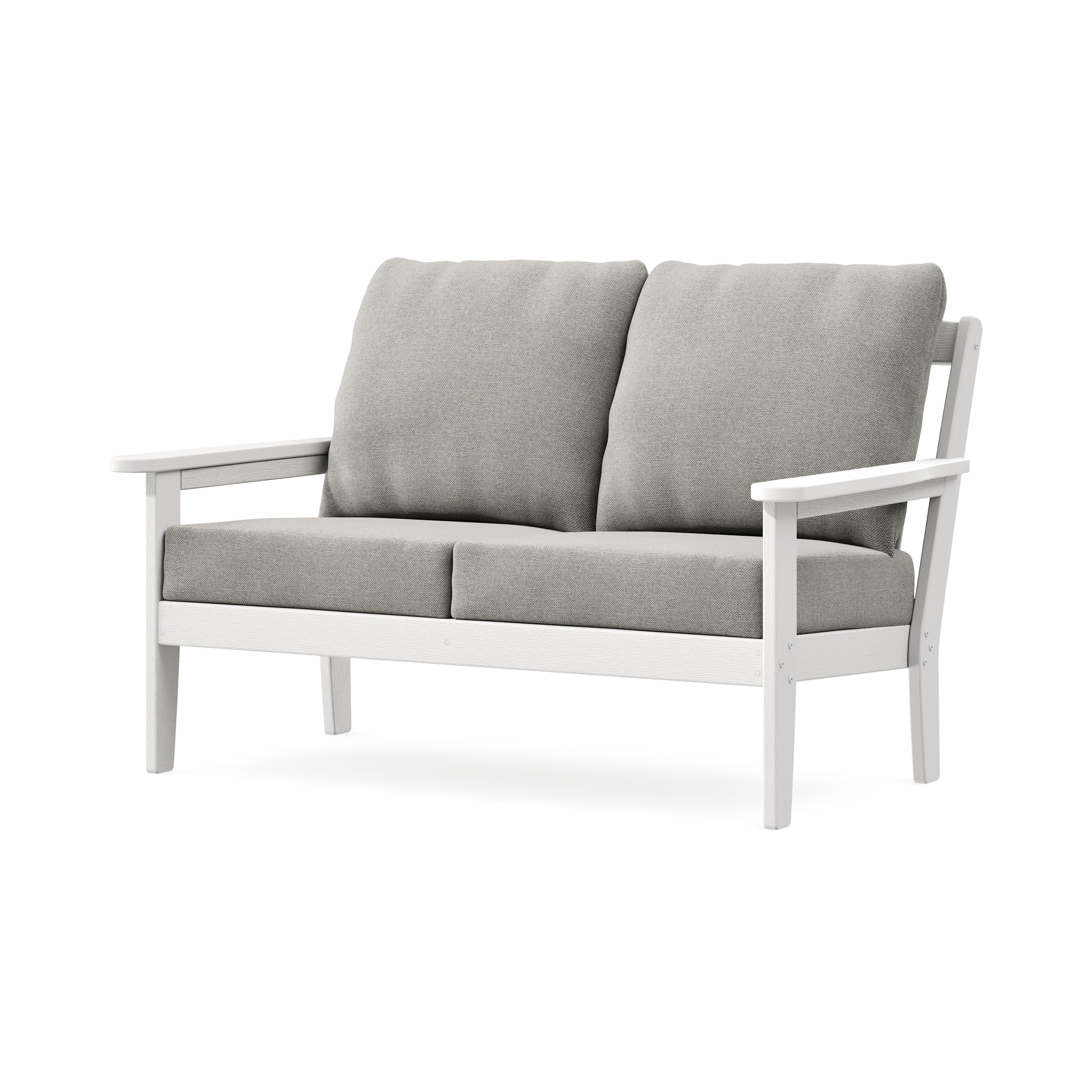 Cottage Deep Seating Loveseat in Vintage White / Weathered Tweed