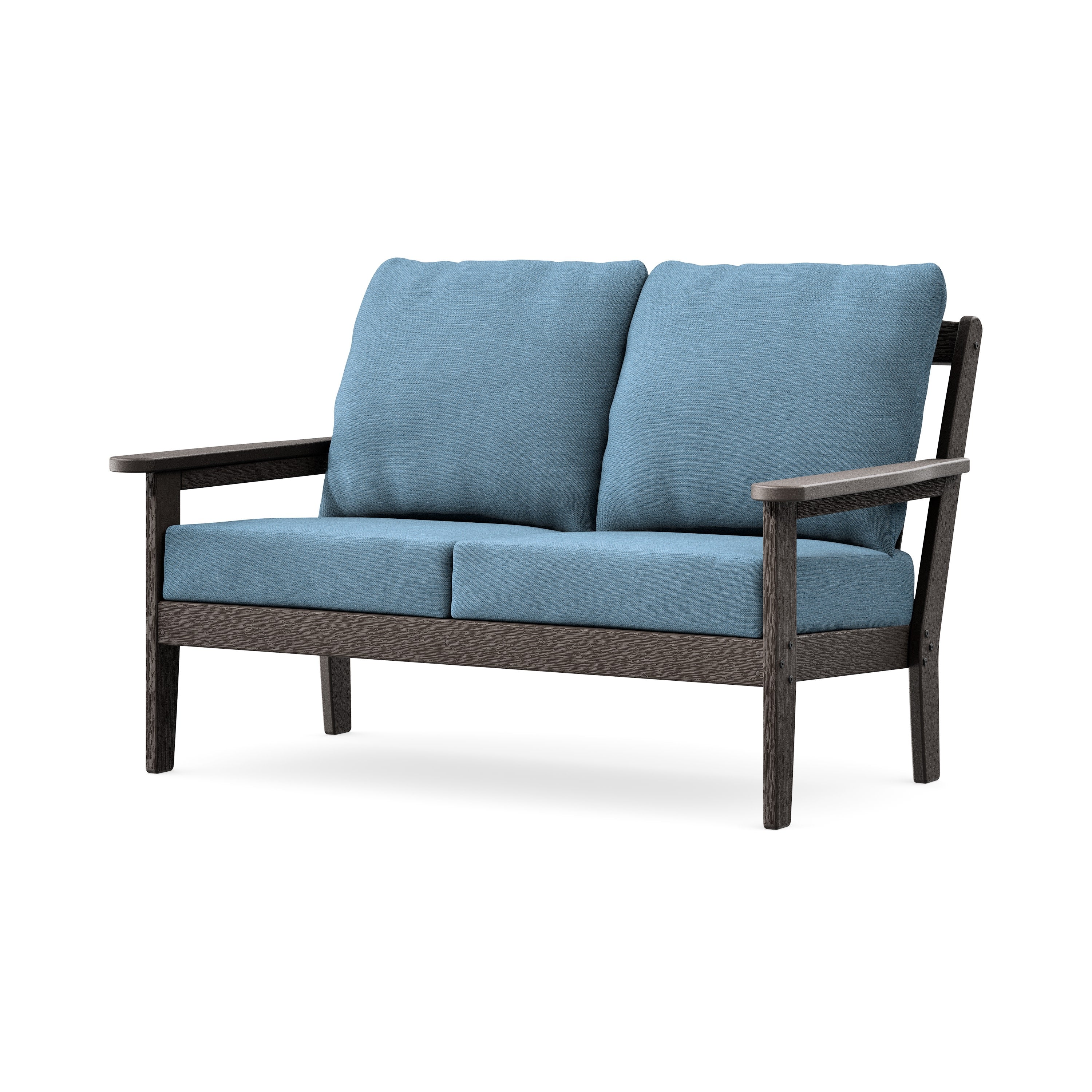 Cottage Deep Seating Loveseat in Vintage Coffee / Sky Blue