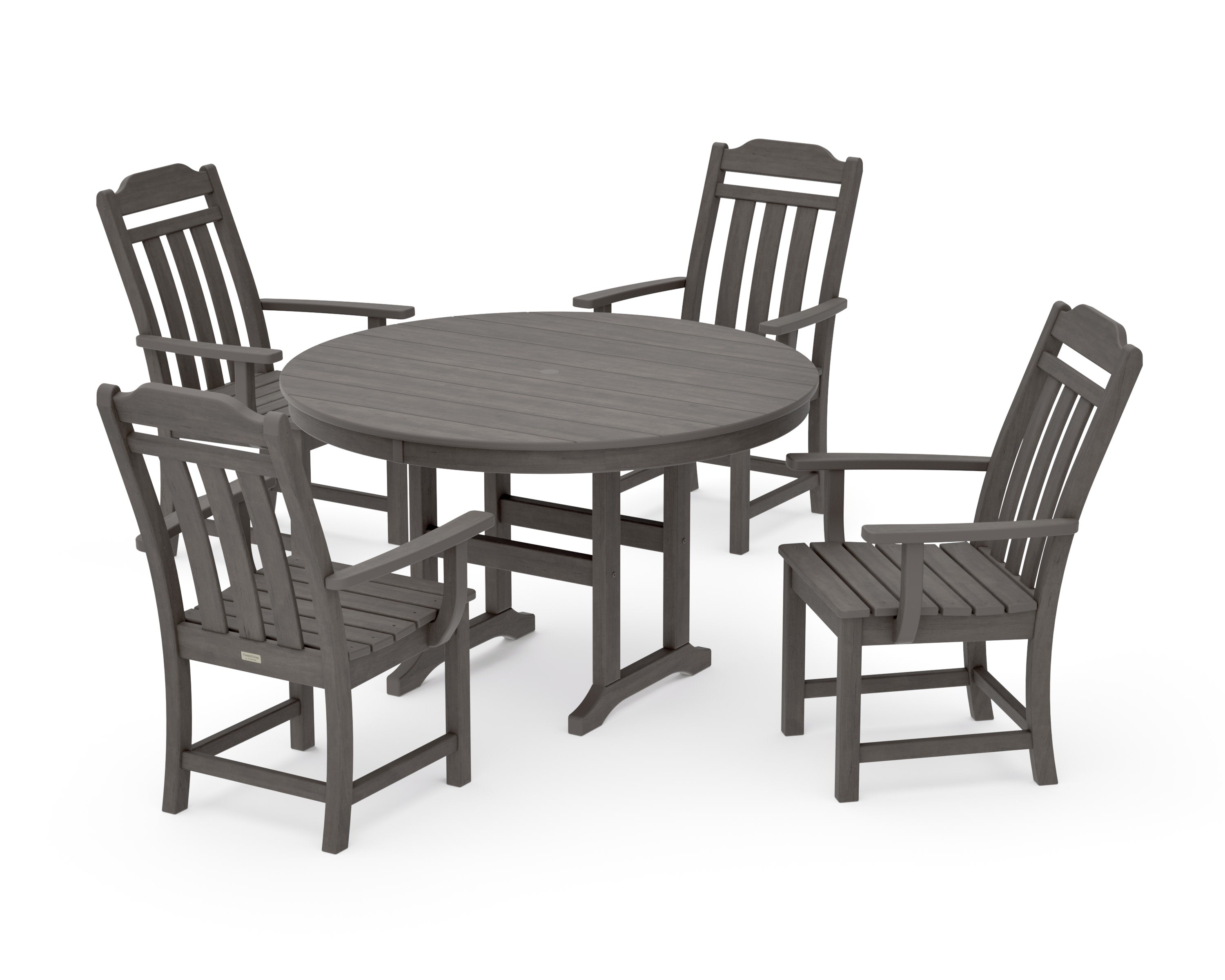 Cottage 5-Piece Round Farmhouse Dining Set in Driftwood