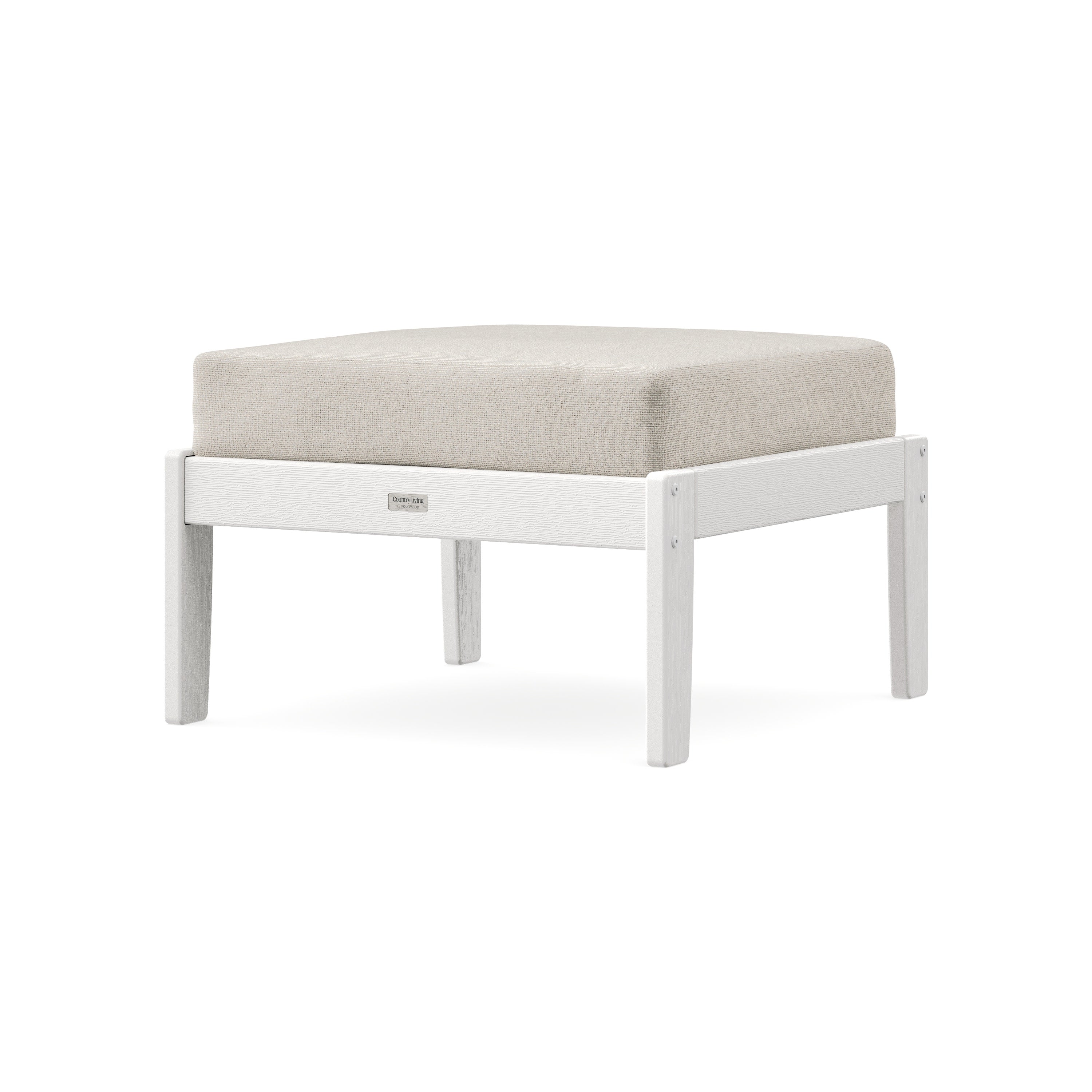 Cottage Deep Seating Ottoman in Vintage White / Dune Burlap