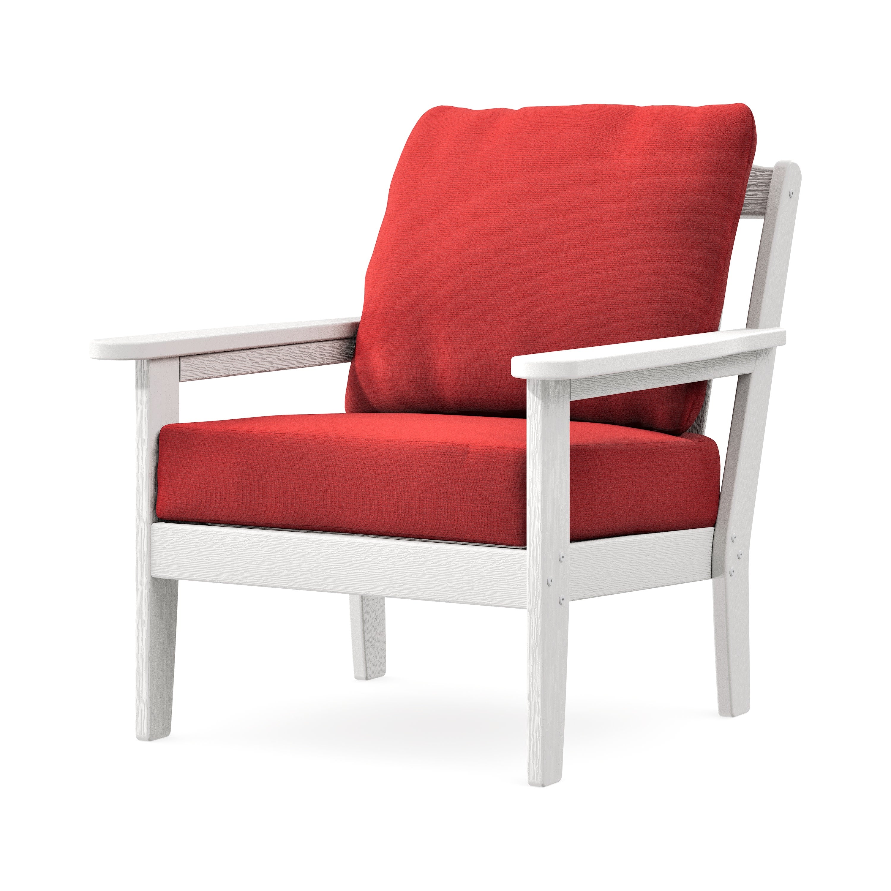 Cottage Deep Seating Chair in Vintage White / Crimson Linen