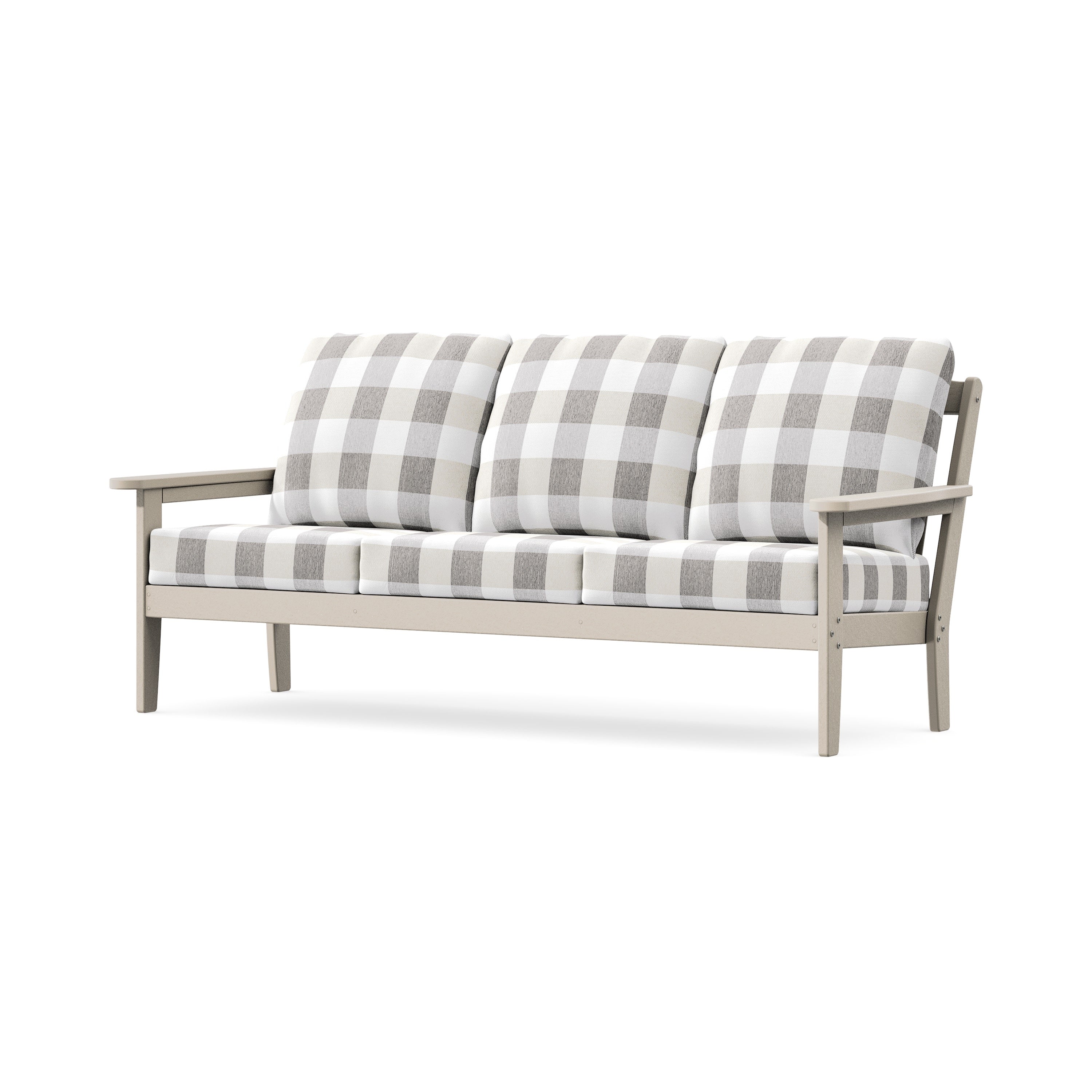 Cottage Deep Seating Sofa in Sand / Buffalo Plaid Grey Mist