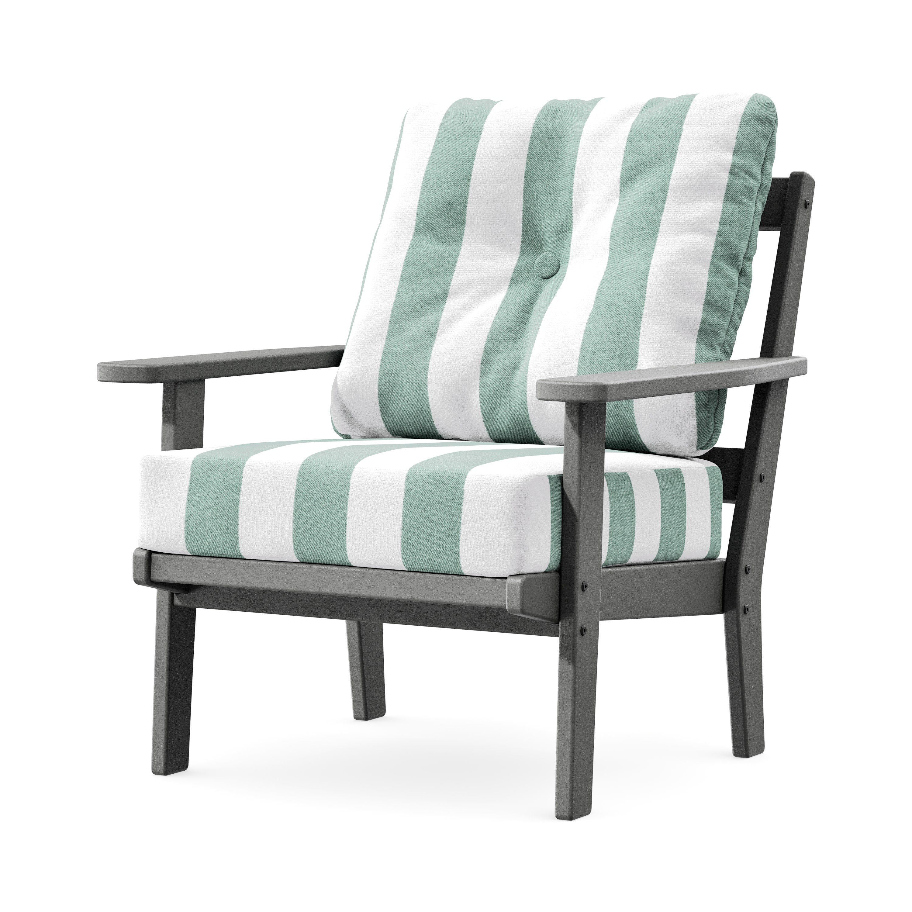 Prairie Deep Seating Chair in Slate Grey / Cabana Stripe Glacier Spa