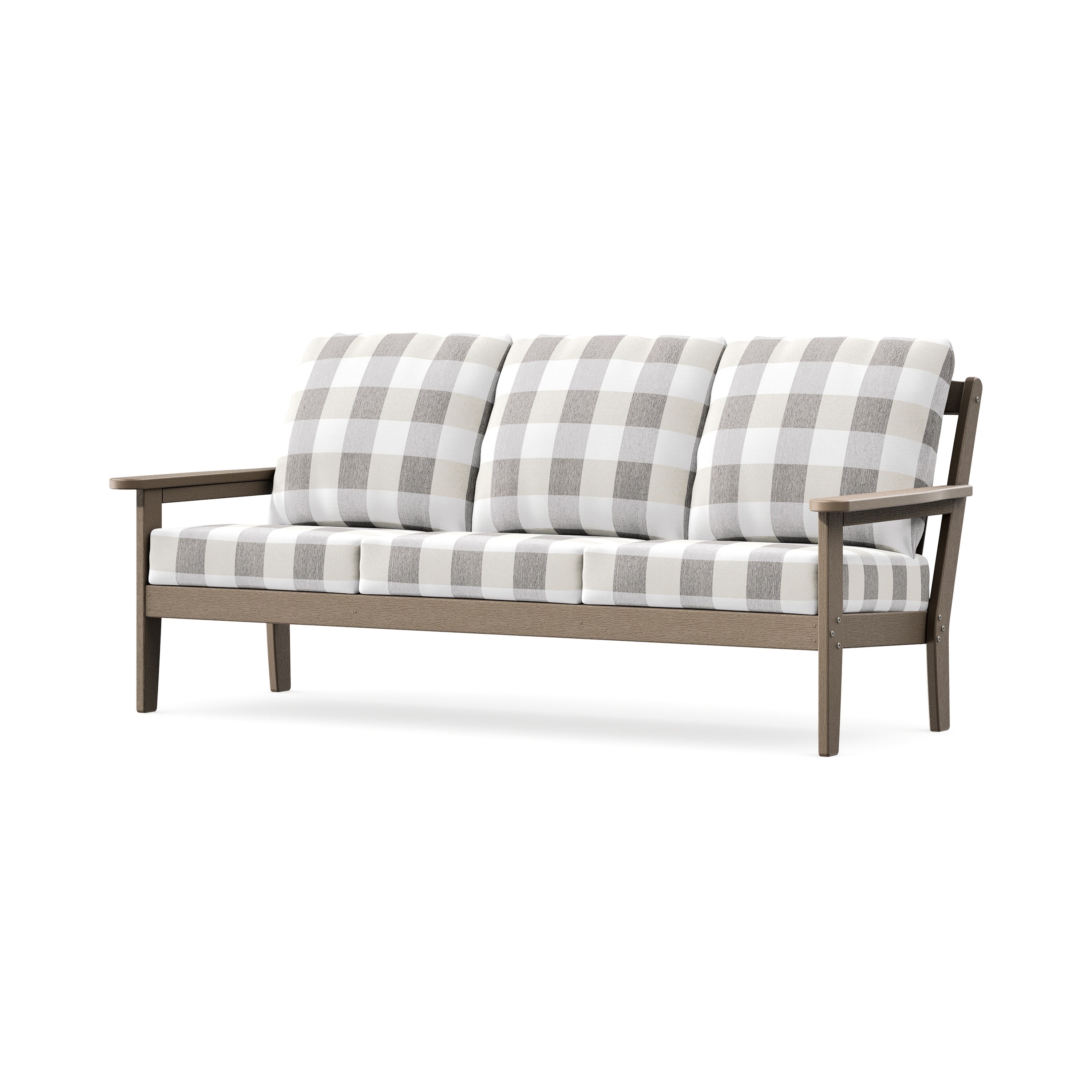 Cottage Deep Seating Sofa in Vintage Sahara / Buffalo Plaid Grey Mist