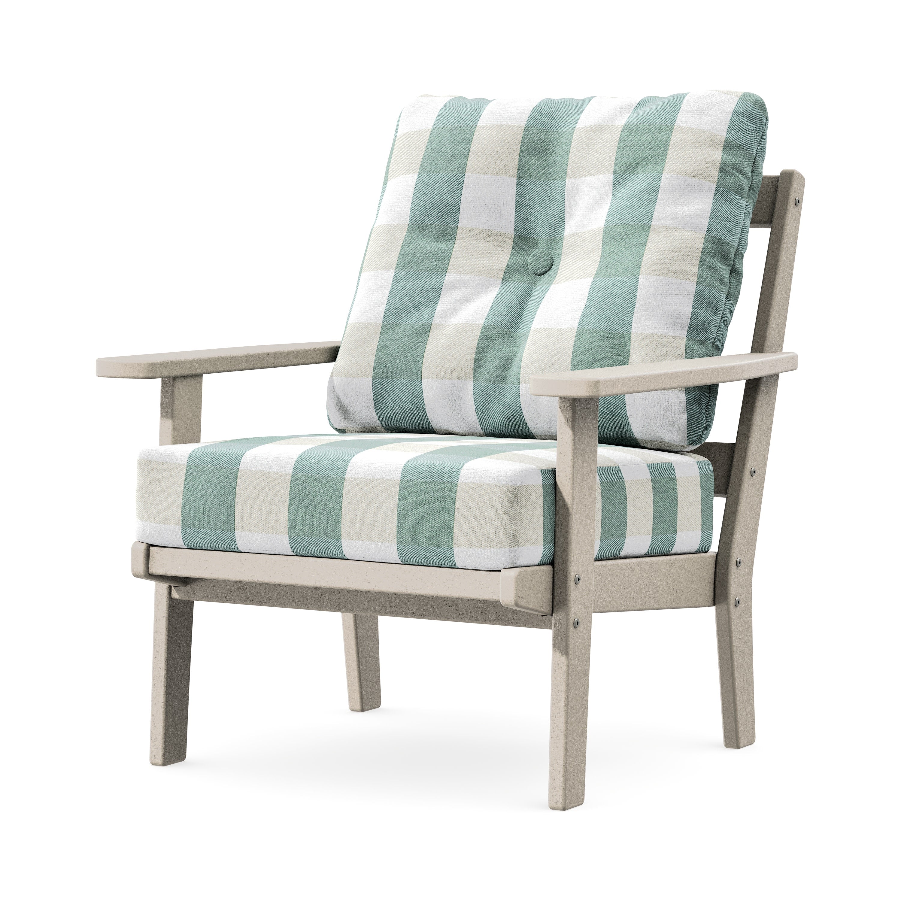 Prairie Deep Seating Chair in Sand / Buffalo Plaid Glacier Spa