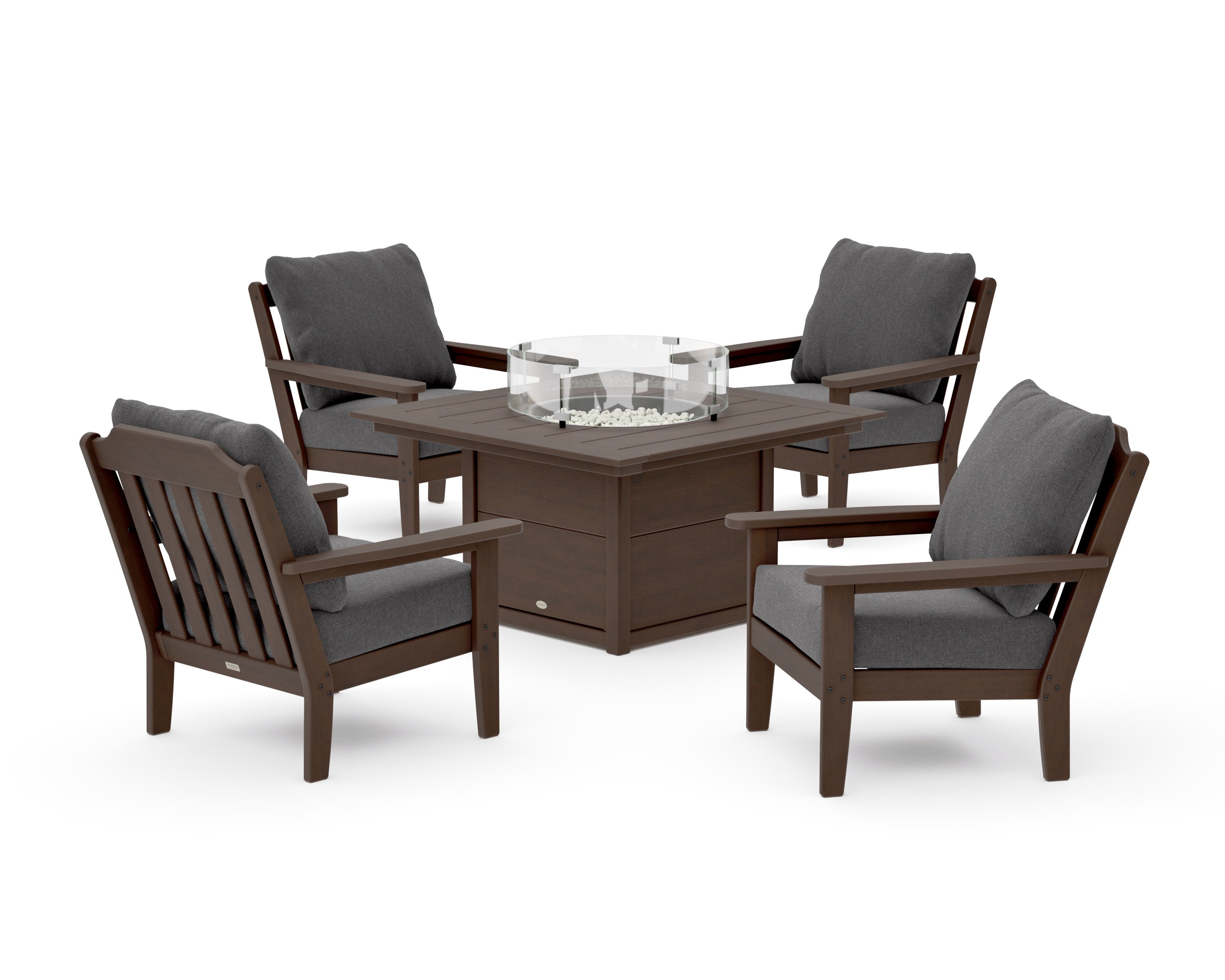 Cottage 5-Piece Deep Seating Set with Fire Pit Table in Kona / Ash Charcoal