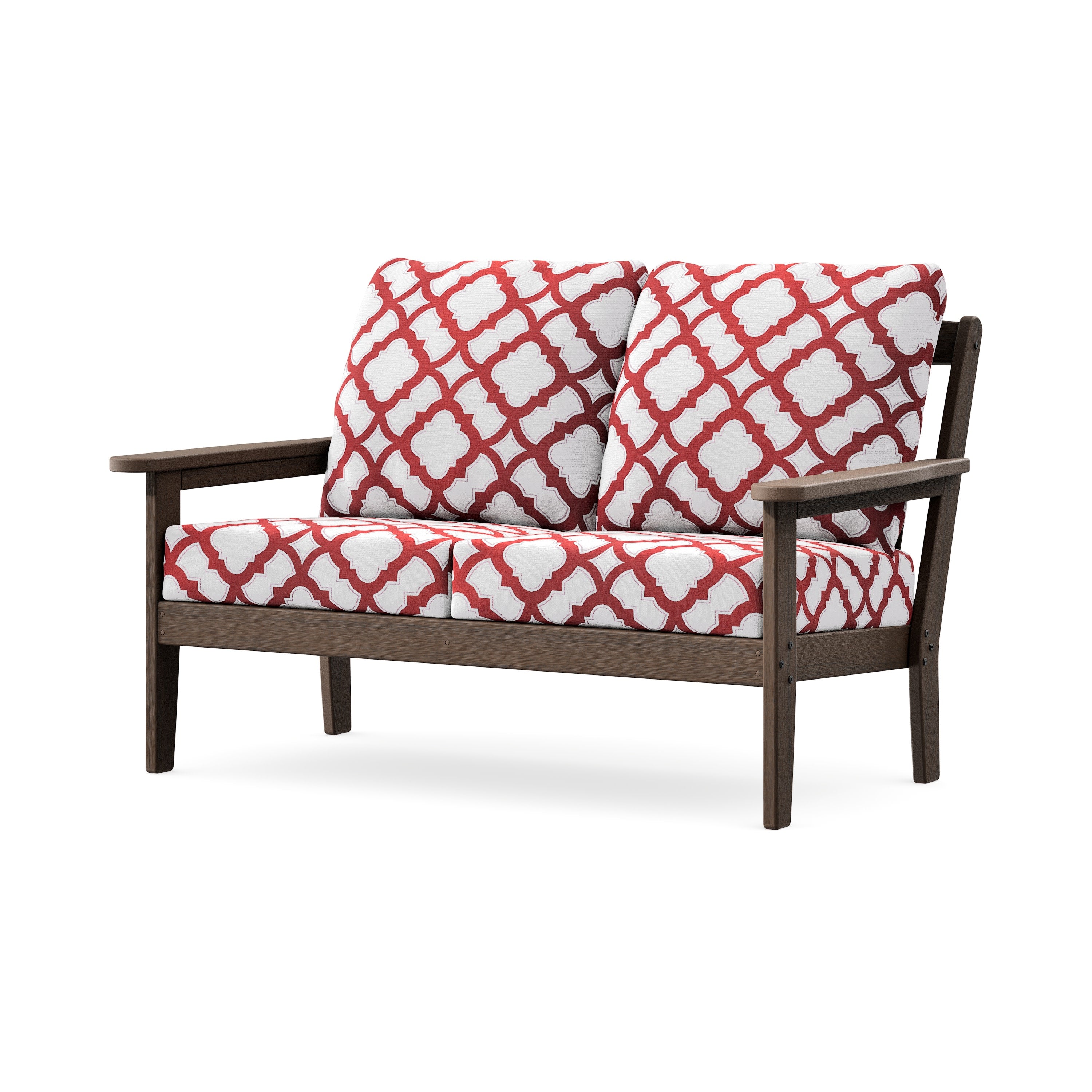 Cottage Deep Seating Loveseat in Kona / Trellis Crimson