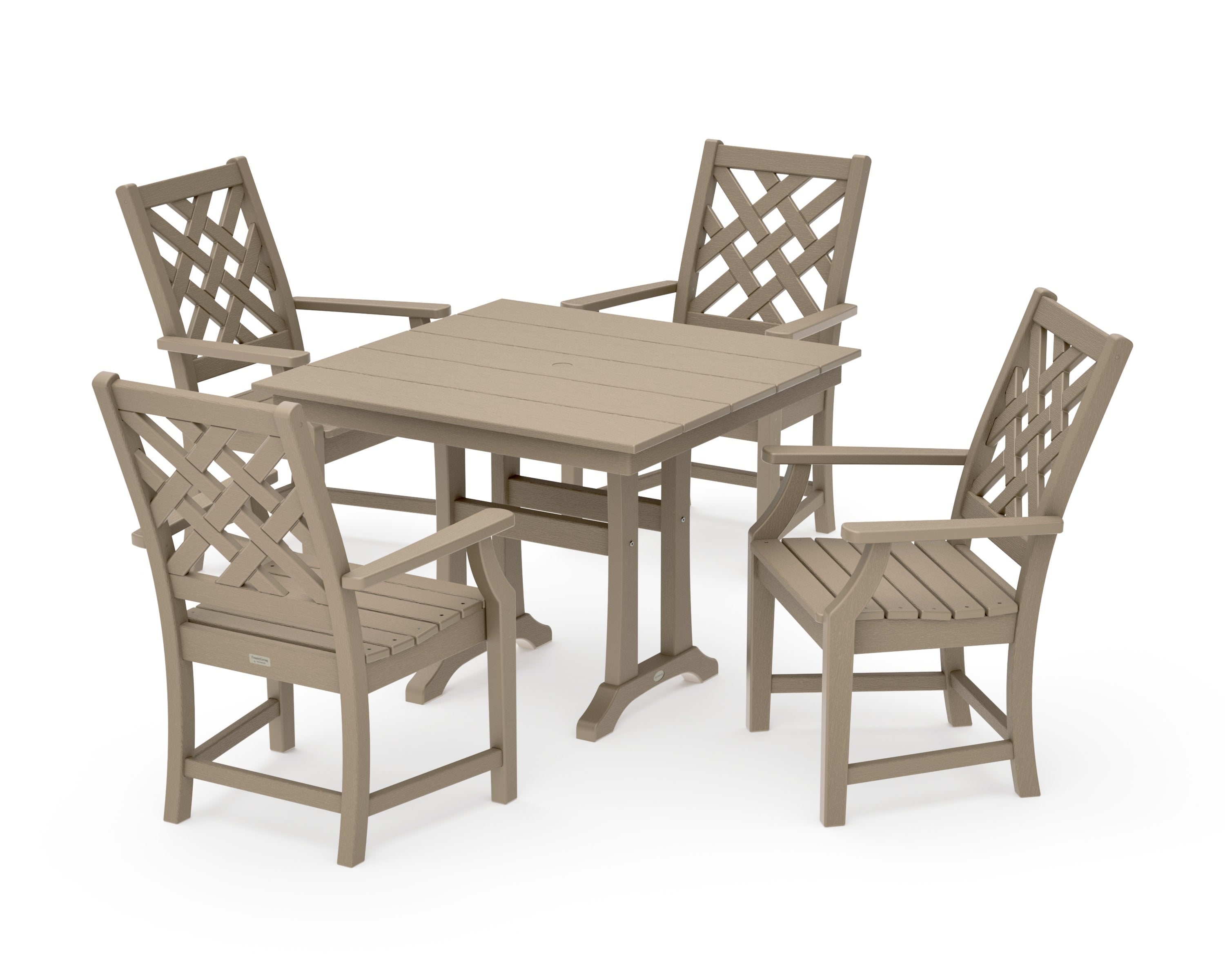 Wovendale 5-Piece Farmhouse Dining Set with Trestle Legs in Vintage Sahara