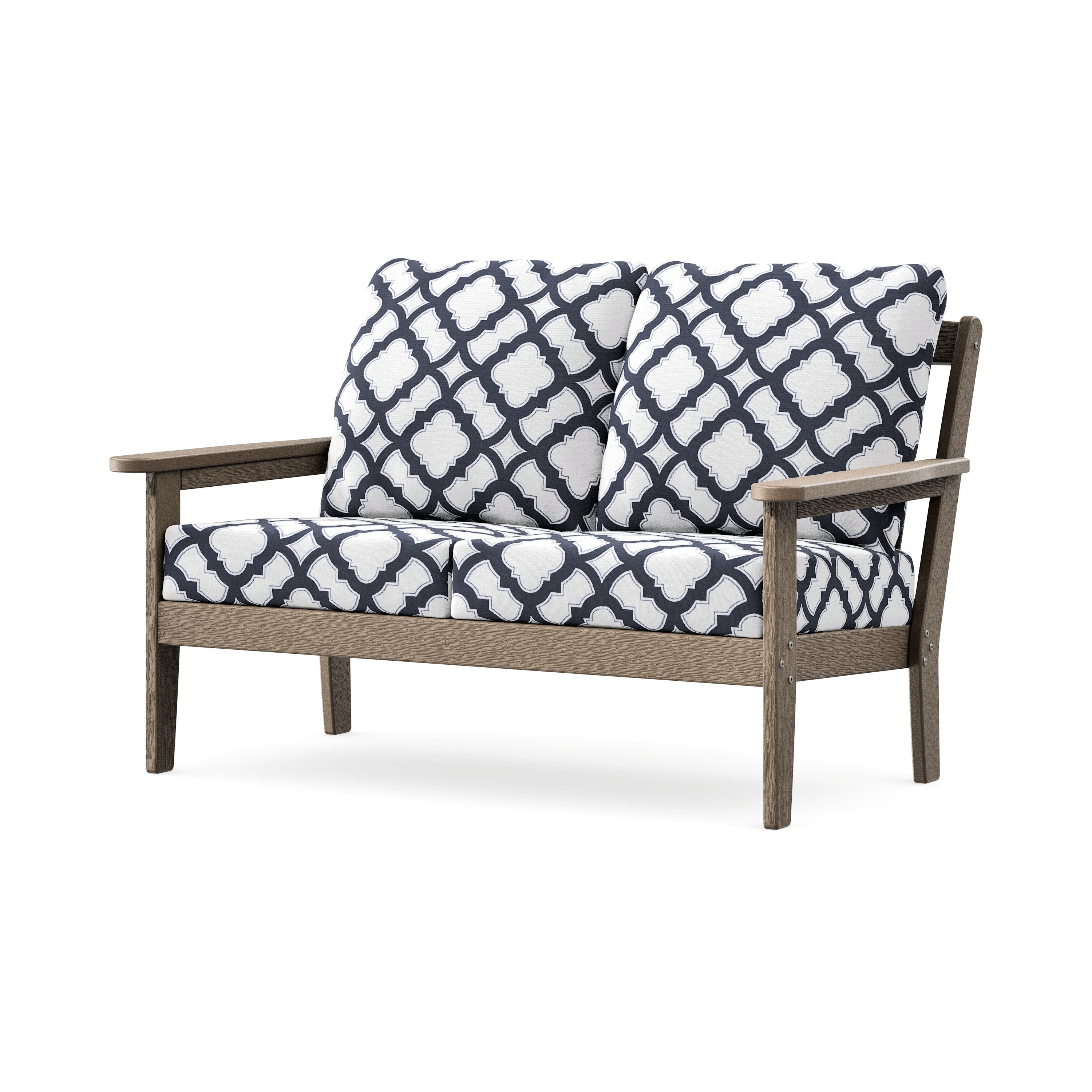 Cottage Deep Seating Loveseat in Vintage Sahara / Trellis Navy